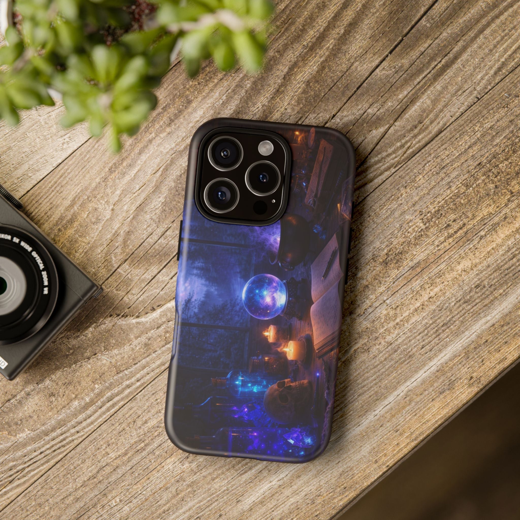Arcane Alchemist Crystal Ball Phone Case — Midnight Candlelit Study Design