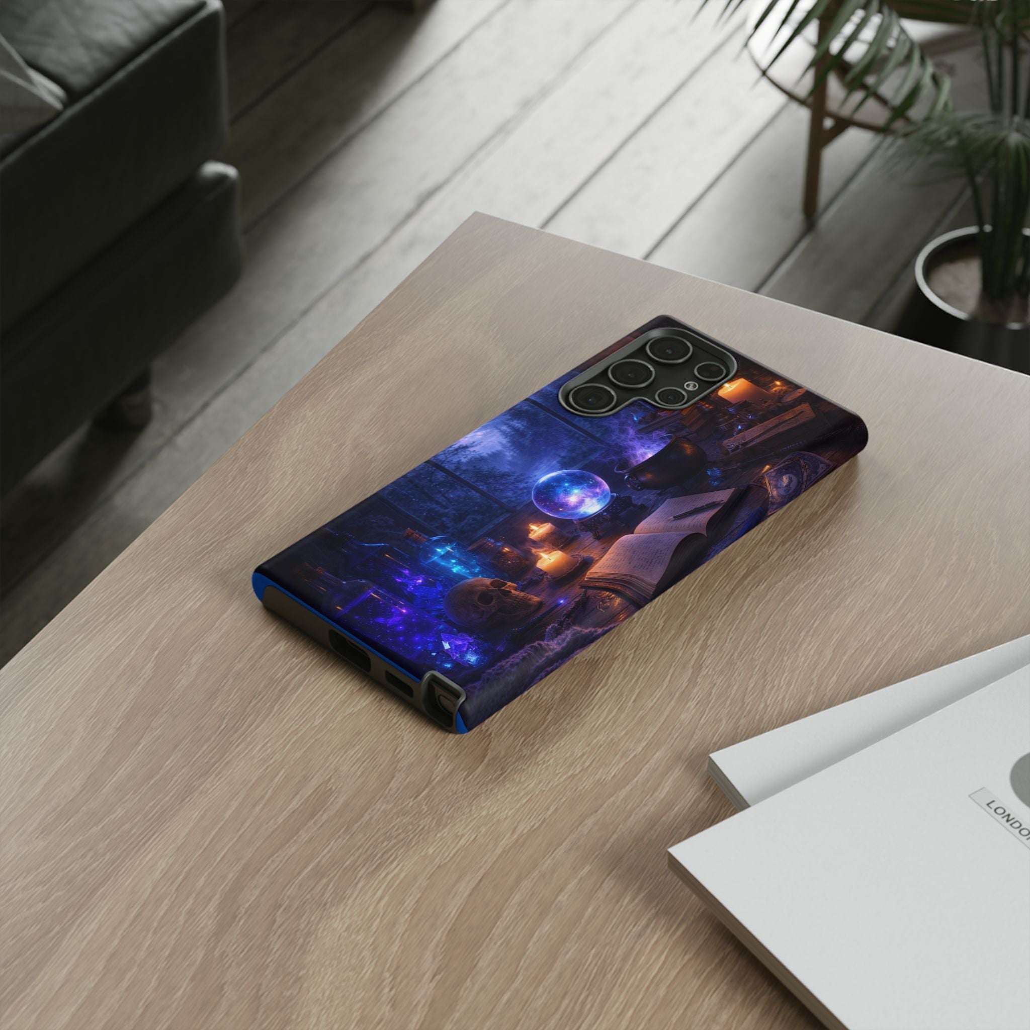 Arcane Alchemist Crystal Ball Phone Case — Midnight Candlelit Study Design