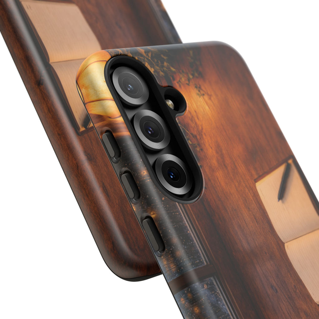 Cozy Writer’s Desk Phone Case — Cozy Notebook & Coffee Woodgrain Design