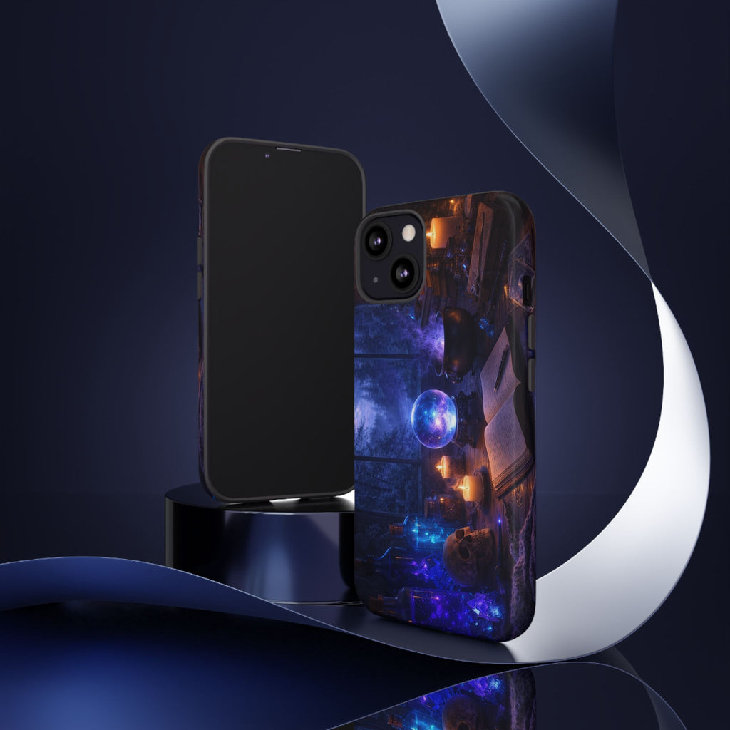 Arcane Alchemist Crystal Ball Phone Case — Midnight Candlelit Study Design