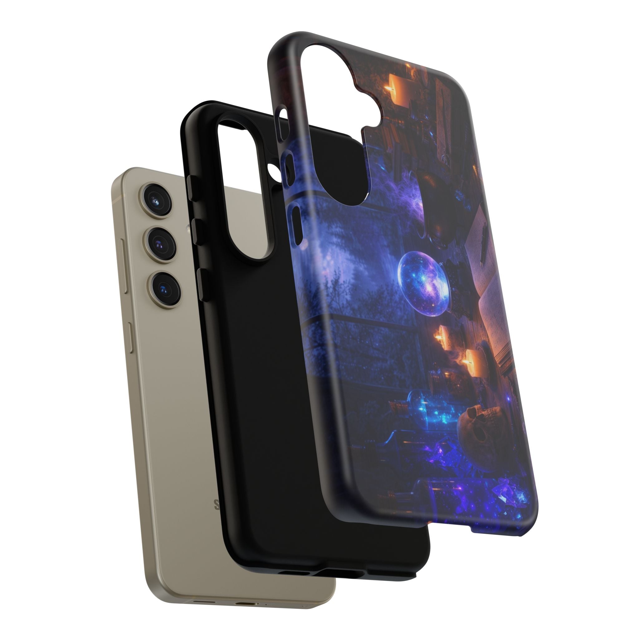 Arcane Alchemist Crystal Ball Phone Case — Midnight Candlelit Study Design
