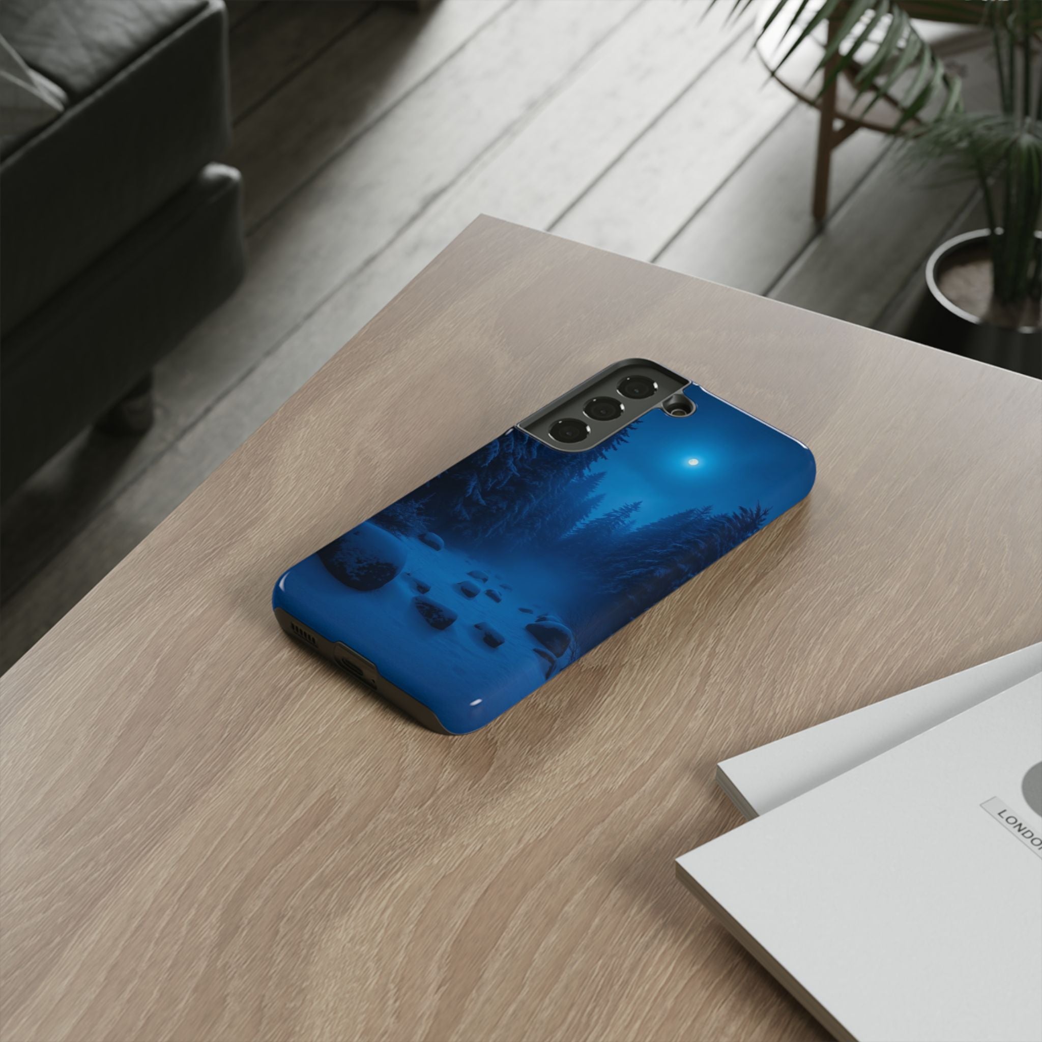 Moonlit Winter Forest Phone Case — Snowy Night Nature Phone Case