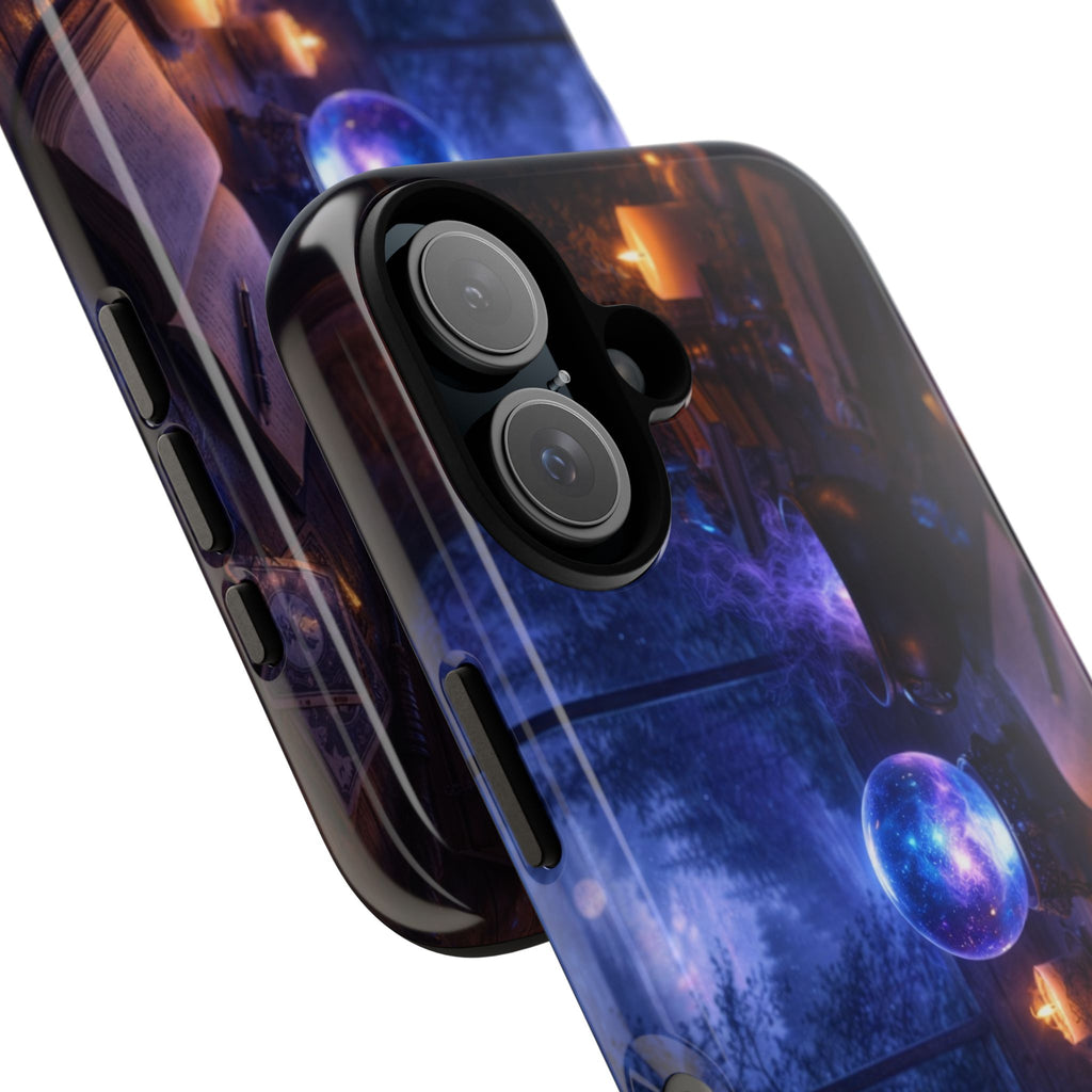 Arcane Alchemist Crystal Ball Phone Case — Midnight Candlelit Study Design