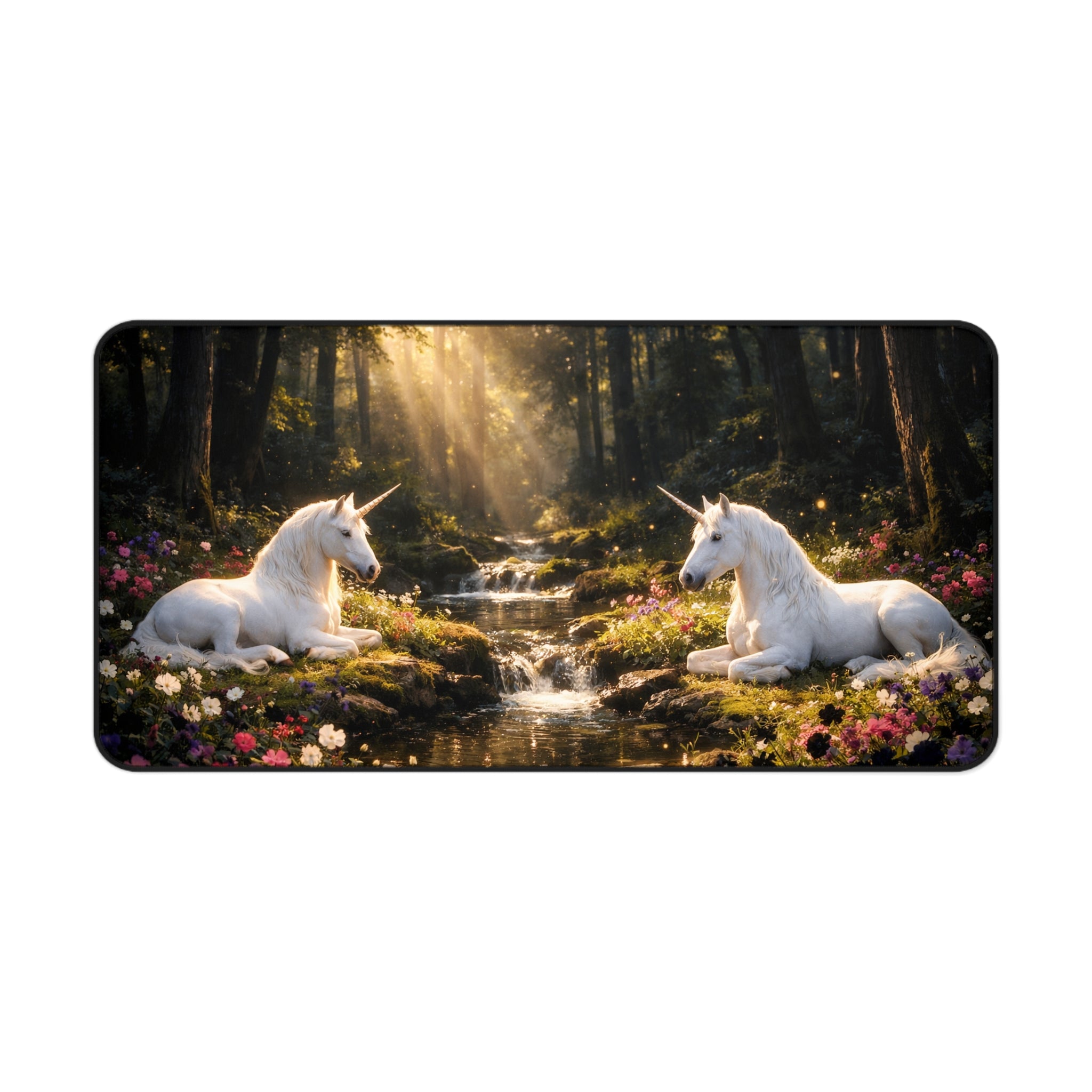 Enchanted Unicorn Forest Desk Mat — Serene Woodland Mouse Pad
