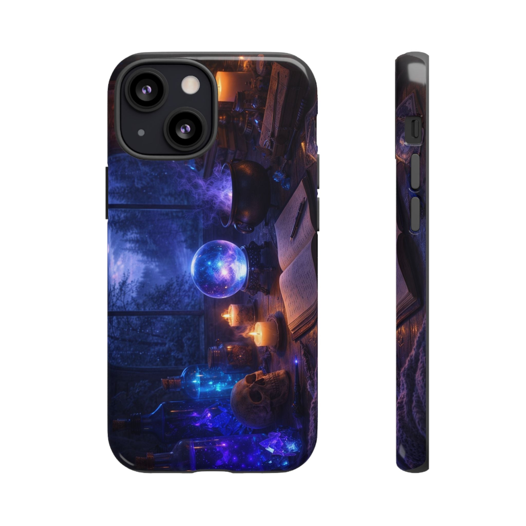 Arcane Alchemist Crystal Ball Phone Case — Midnight Candlelit Study Design
