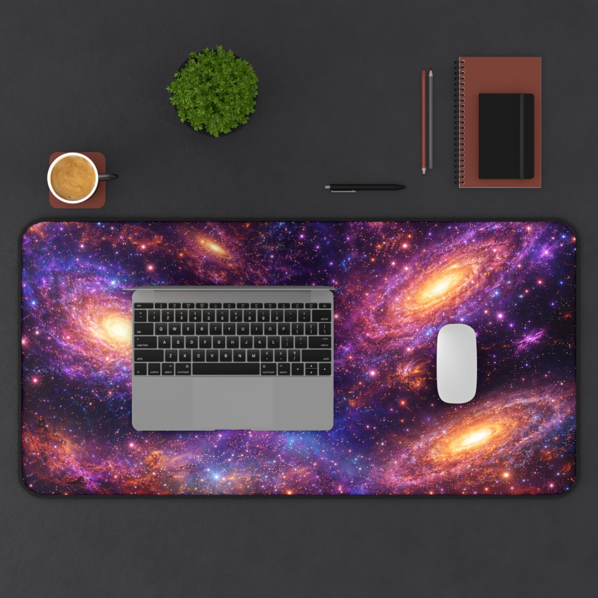 Galaxy Spiral Desk Mat — Colorful Space Setup Mouse Pad