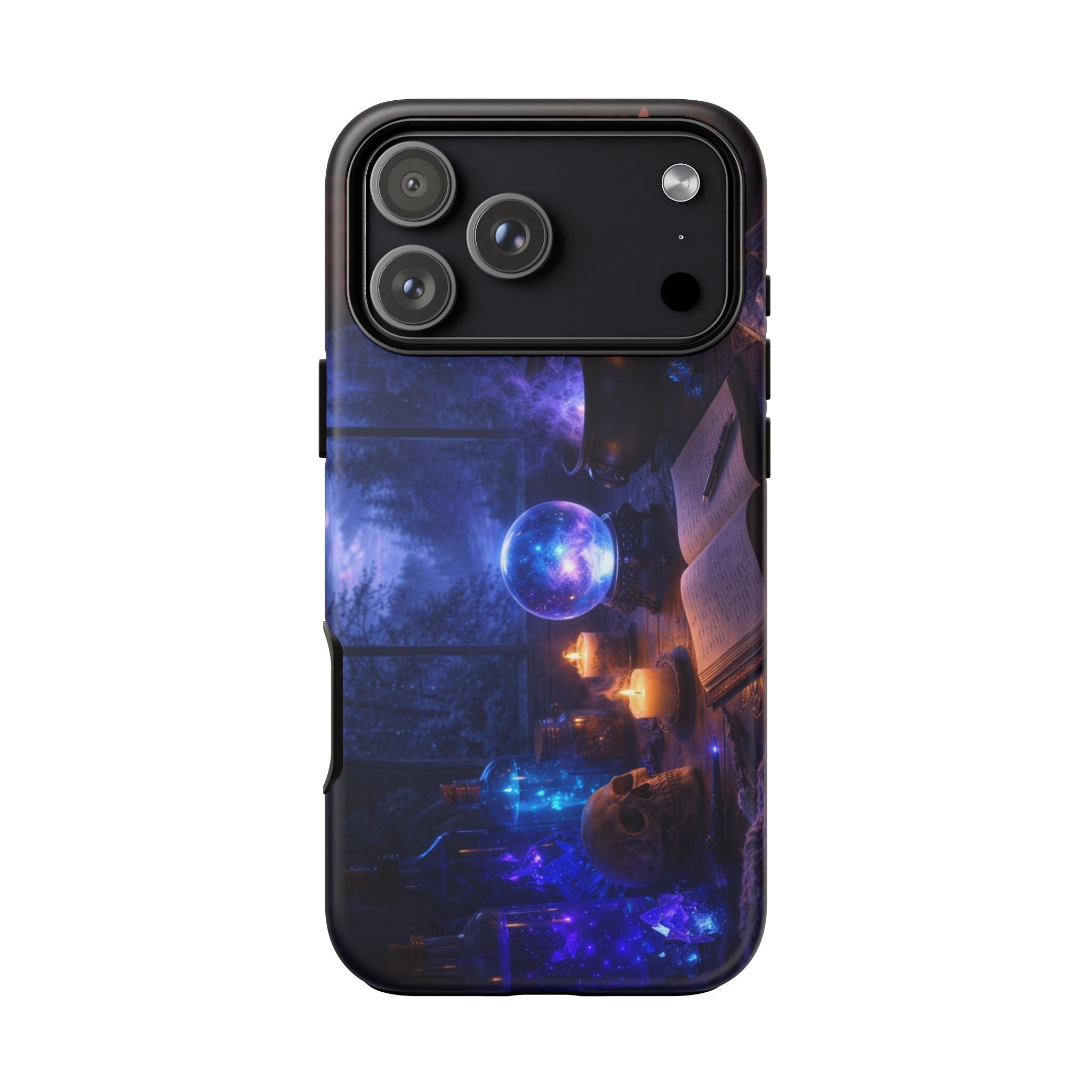 Arcane Alchemist Crystal Ball Phone Case — Midnight Candlelit Study Design