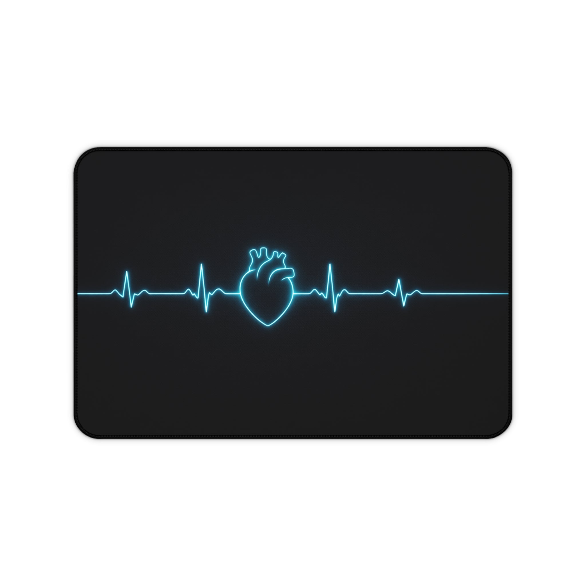 EKG Heart Glow Desk Mat — Minimal Medical-Inspired Mouse Pad