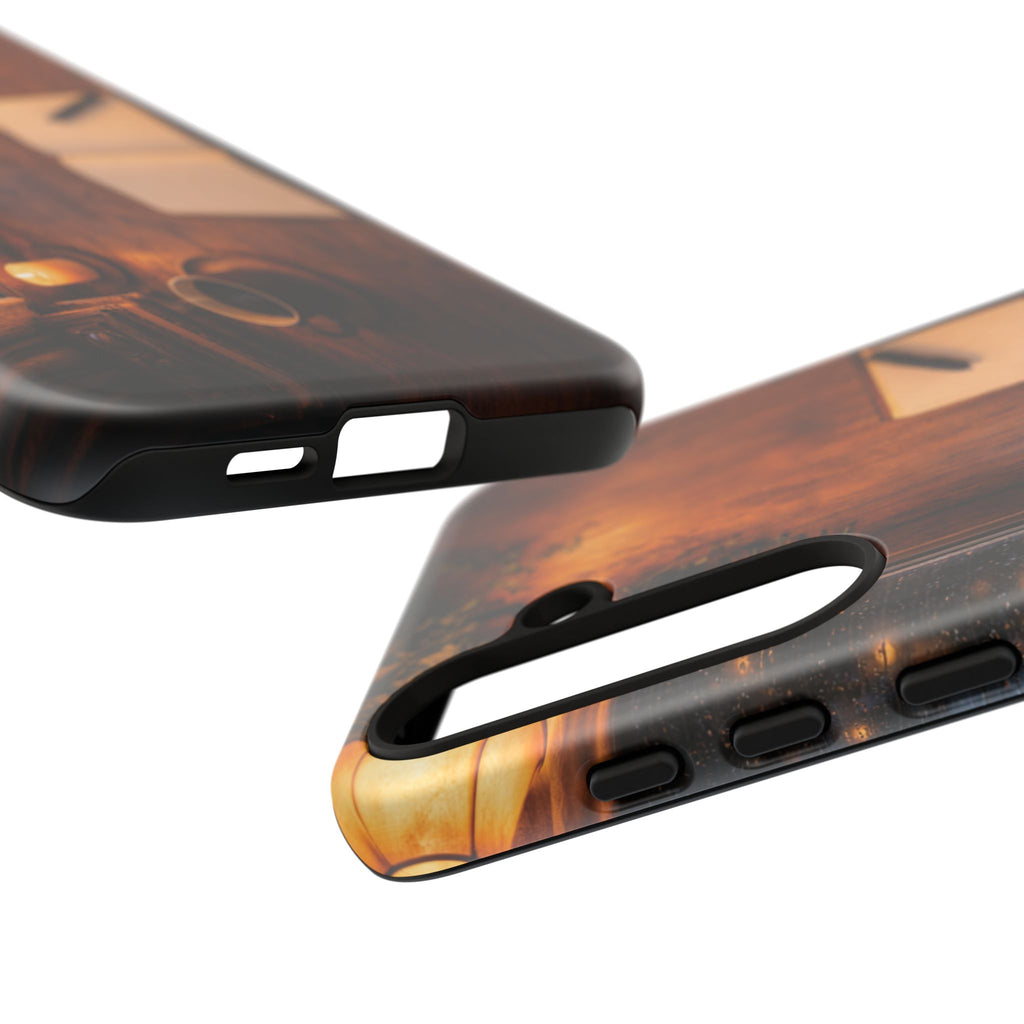 Cozy Writer’s Desk Phone Case — Cozy Notebook & Coffee Woodgrain Design