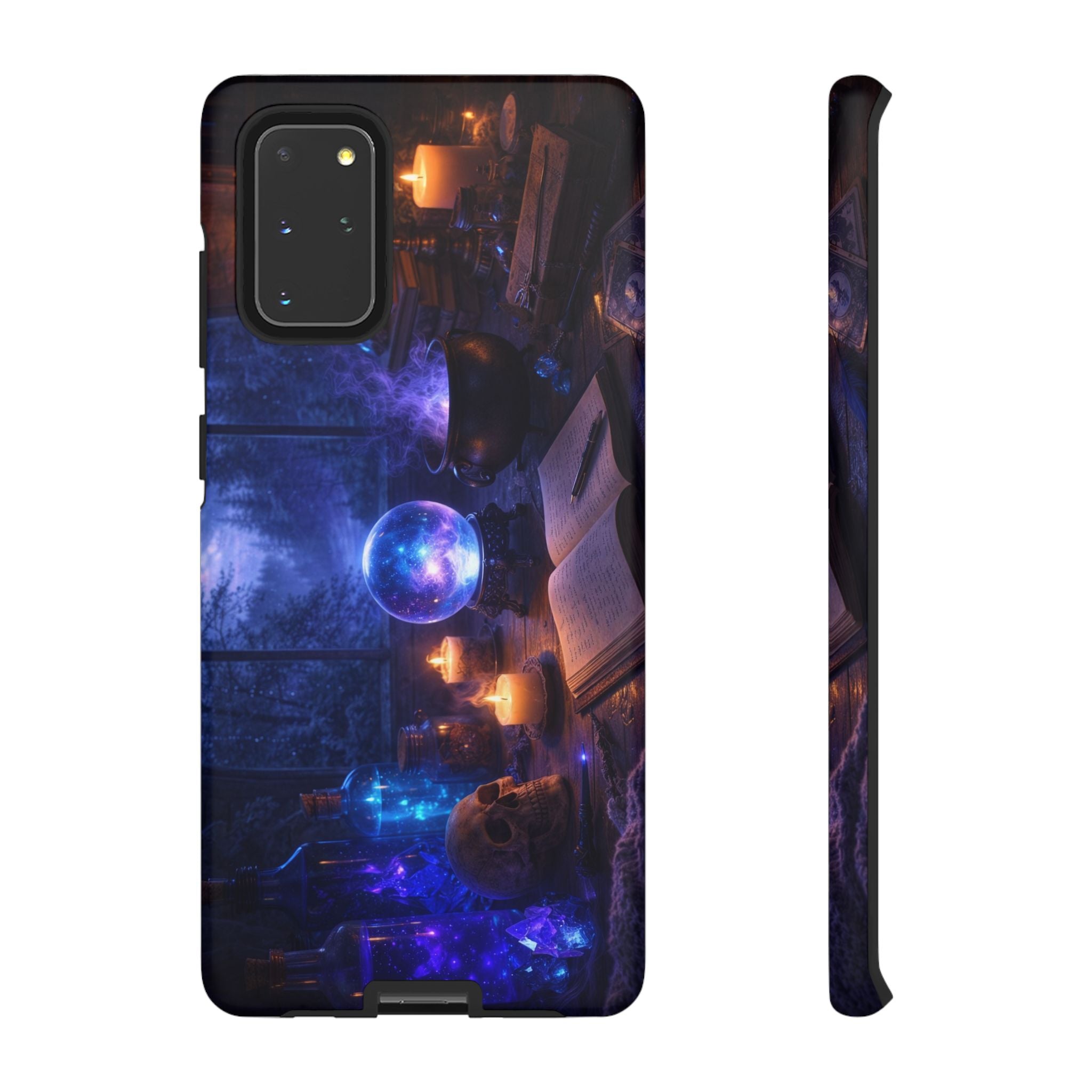 Arcane Alchemist Crystal Ball Phone Case — Midnight Candlelit Study Design