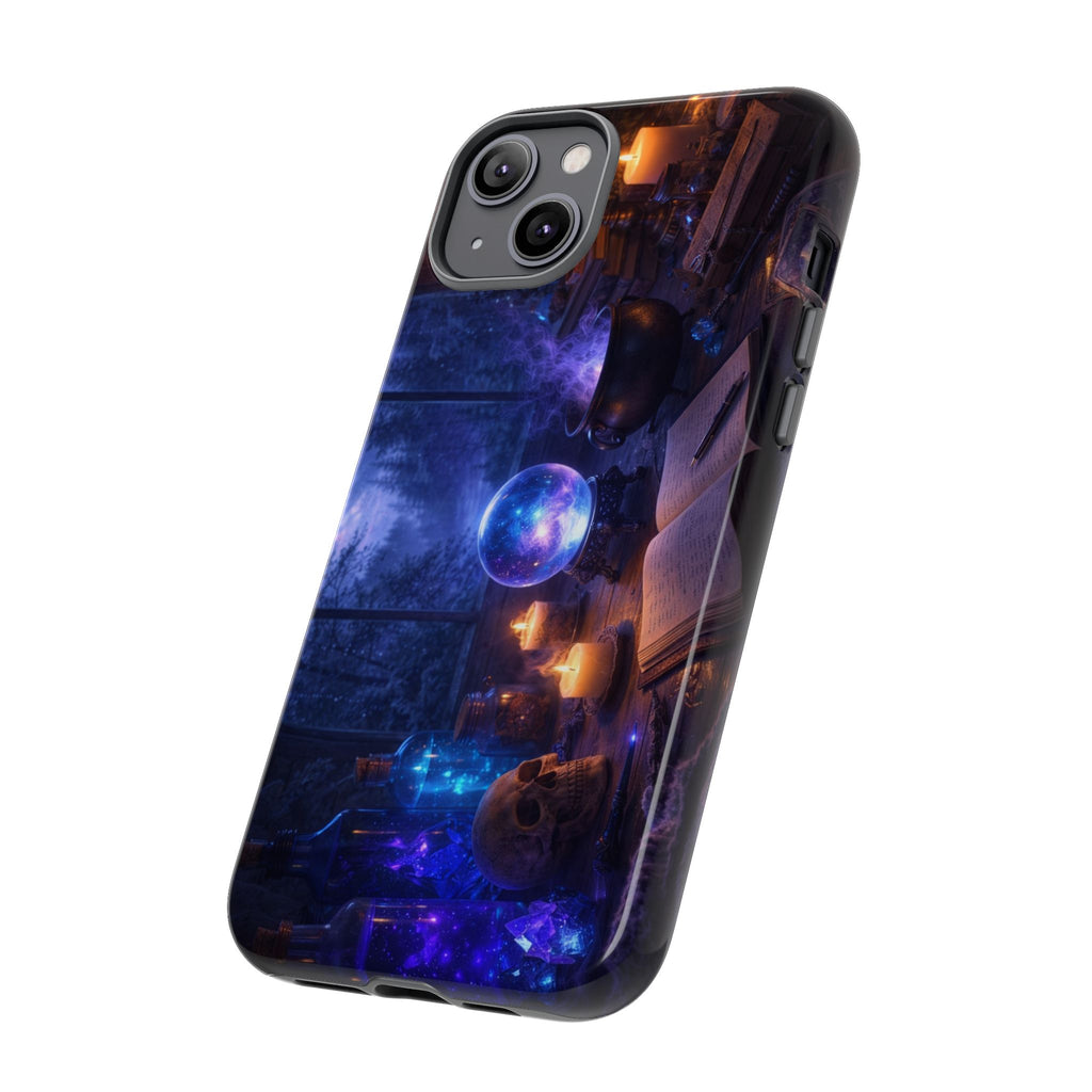 Arcane Alchemist Crystal Ball Phone Case — Midnight Candlelit Study Design