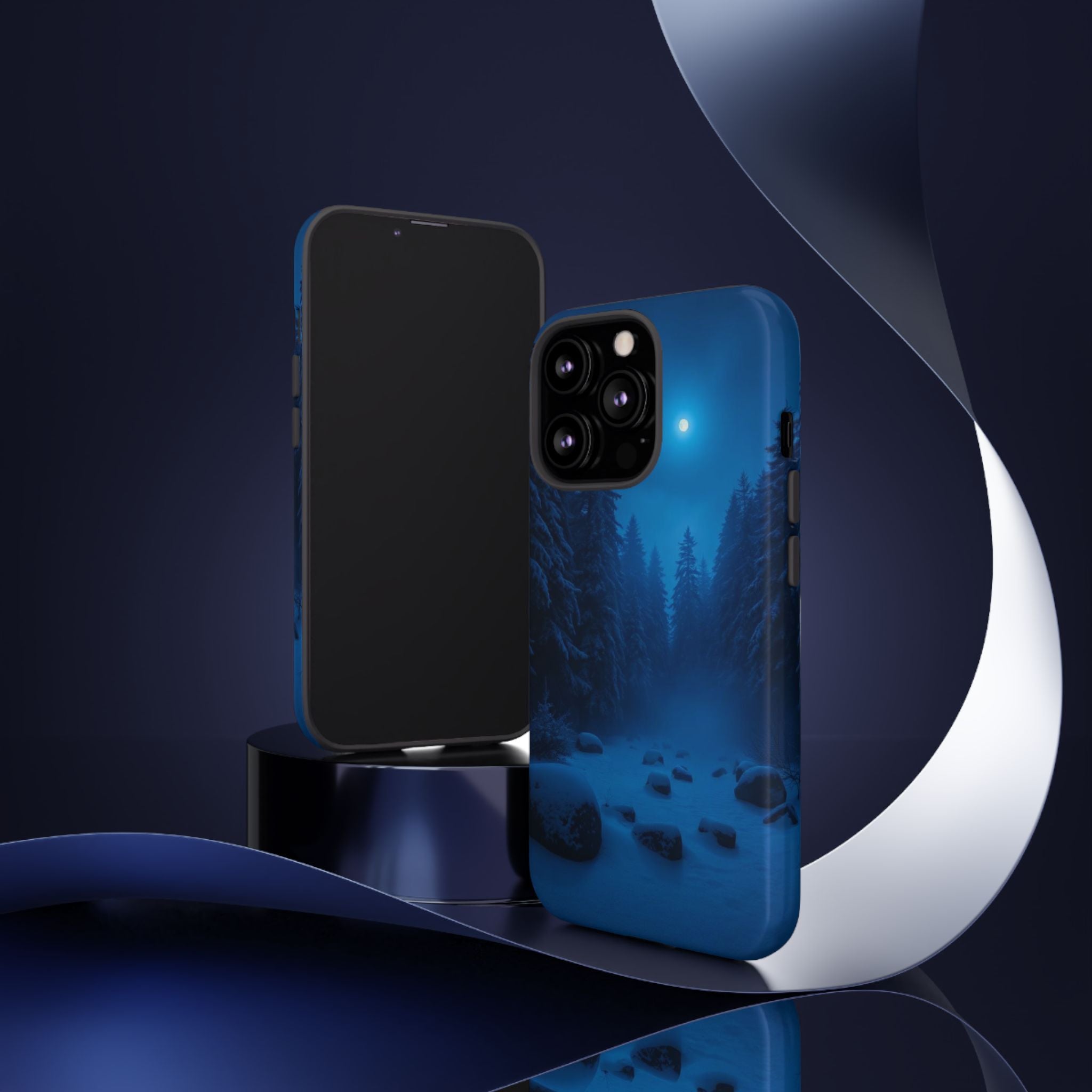 Moonlit Winter Forest Phone Case — Snowy Night Nature Phone Case