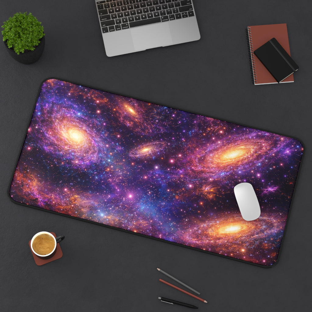 Galaxy Spiral Desk Mat — Colorful Space Setup Mouse Pad
