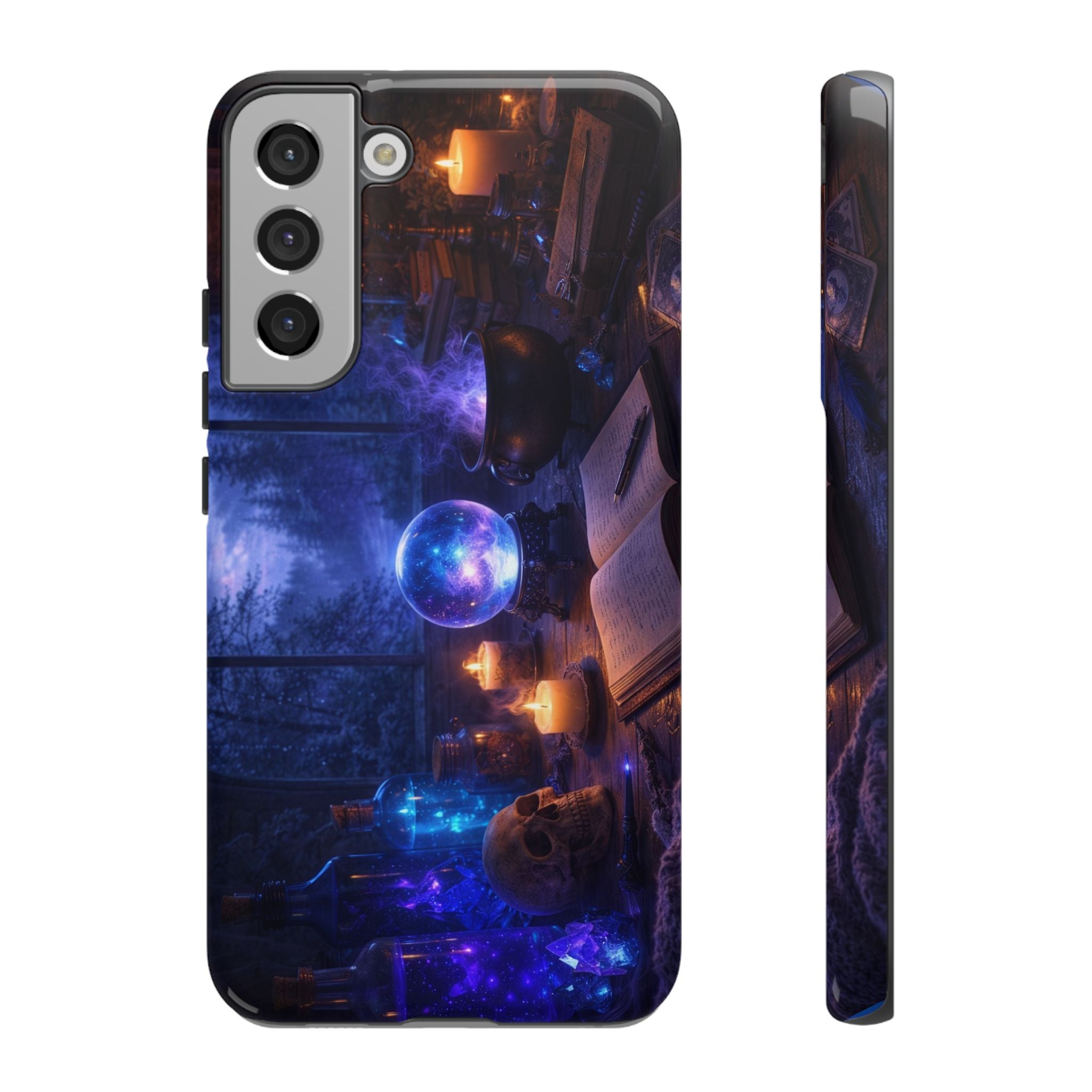 Arcane Alchemist Crystal Ball Phone Case — Midnight Candlelit Study Design