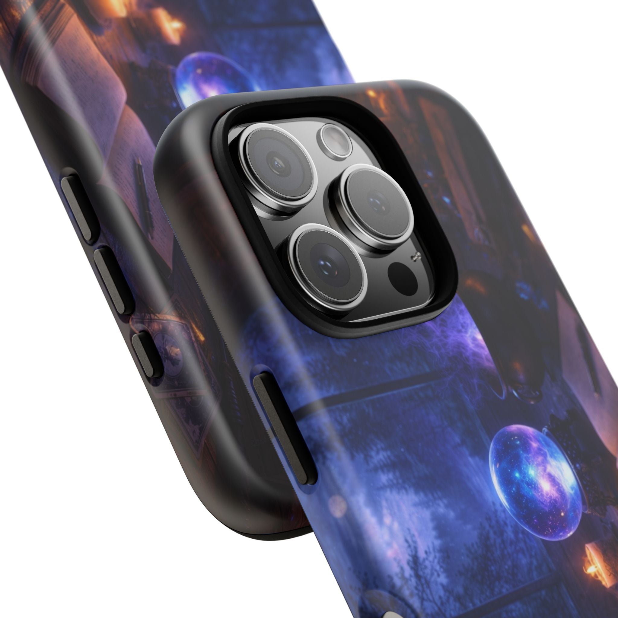 Arcane Alchemist Crystal Ball Phone Case — Midnight Candlelit Study Design