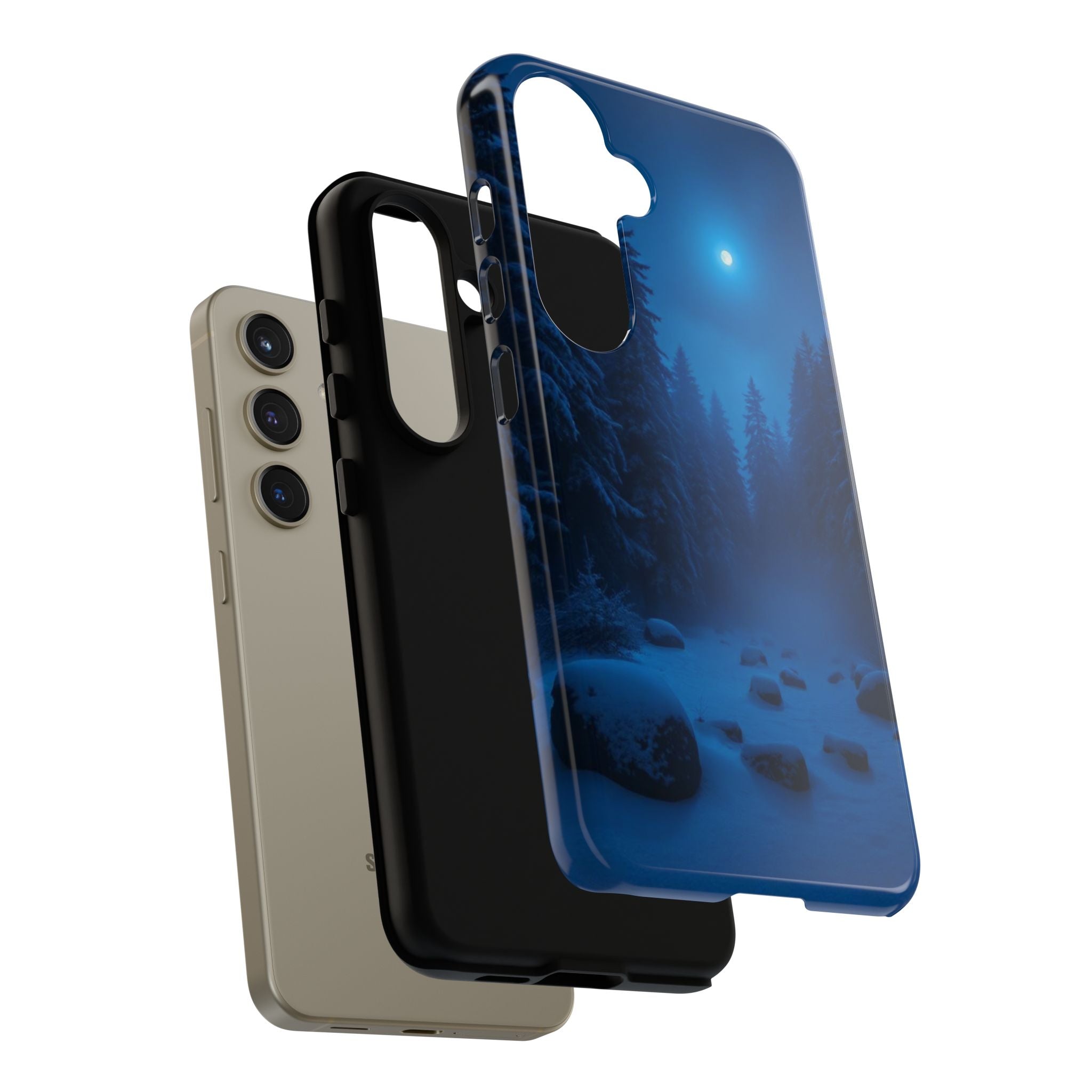 Moonlit Winter Forest Phone Case — Snowy Night Nature Phone Case