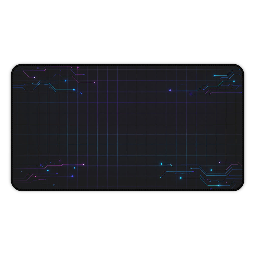 Cyberpunk Neon Circuit Desk Mat — Futuristic Gamer & Programmer Mouse Pad