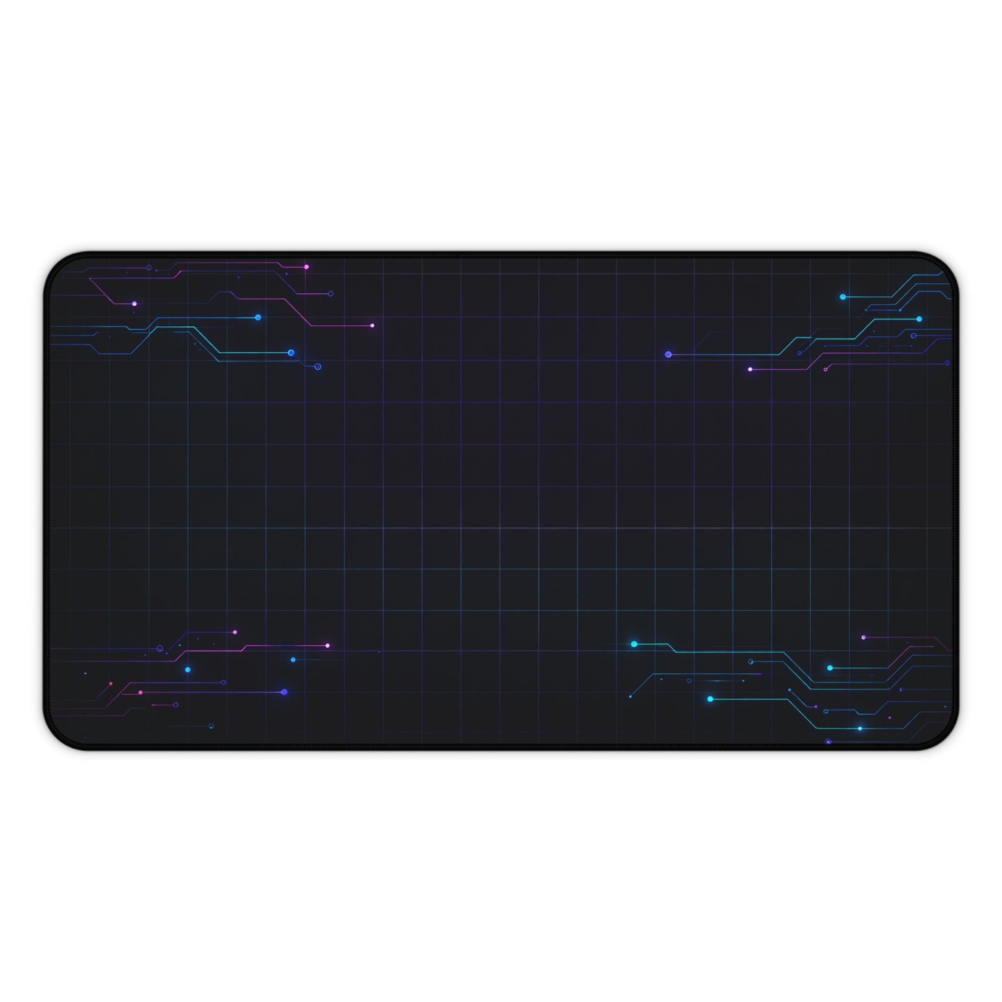 Cyberpunk Neon Circuit Desk Mat — Futuristic Gamer & Programmer Mouse Pad