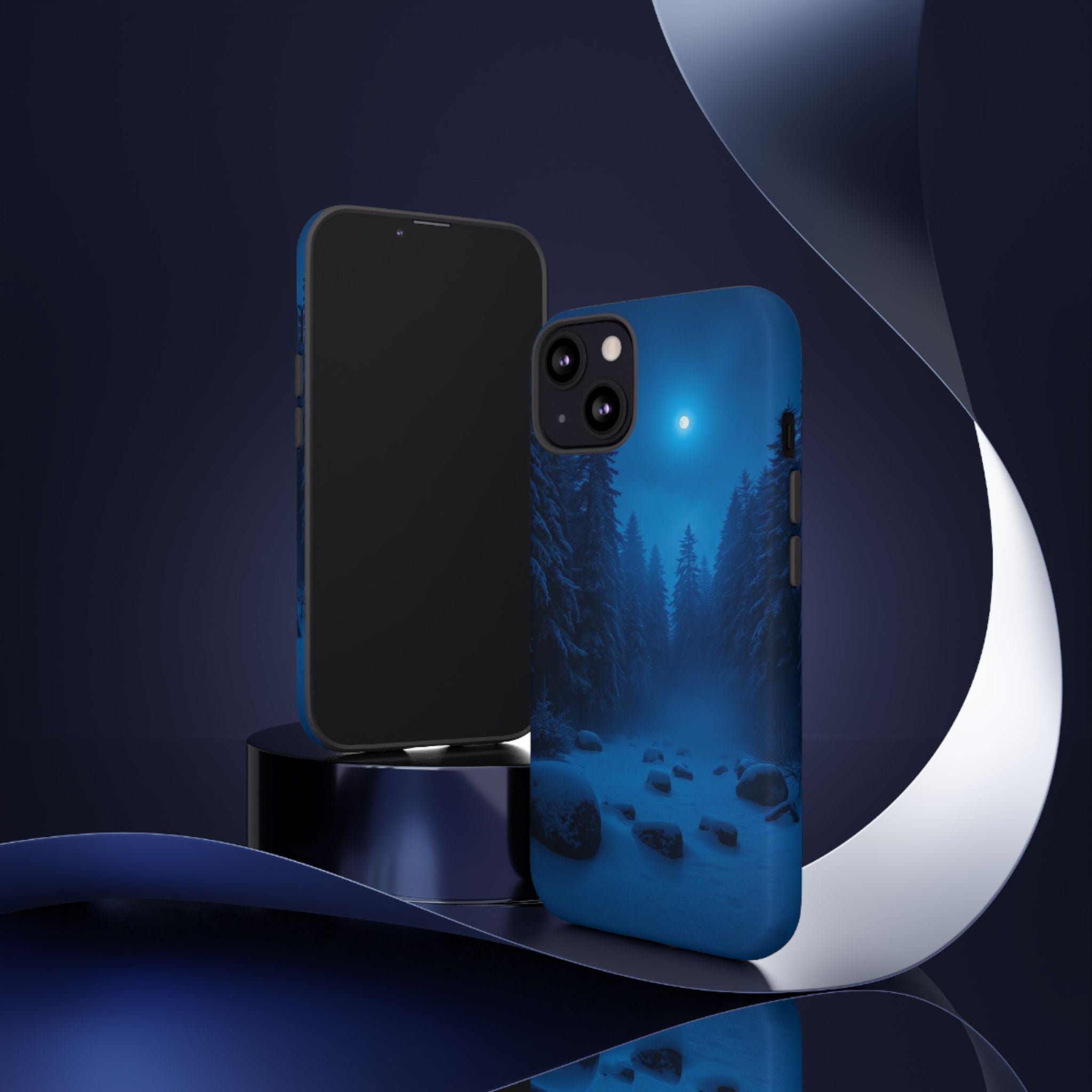 Moonlit Winter Forest Phone Case — Snowy Night Nature Phone Case