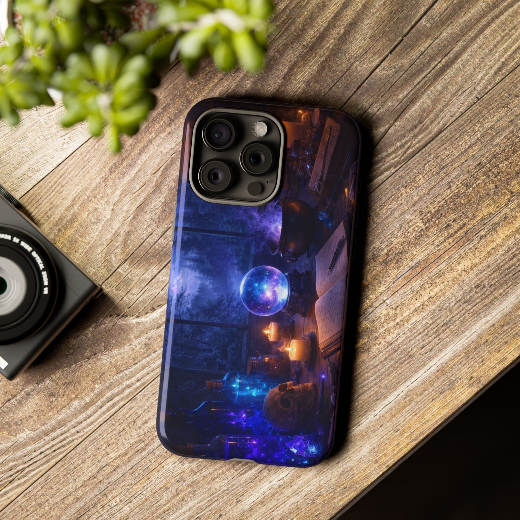Arcane Alchemist Crystal Ball Phone Case — Midnight Candlelit Study Design