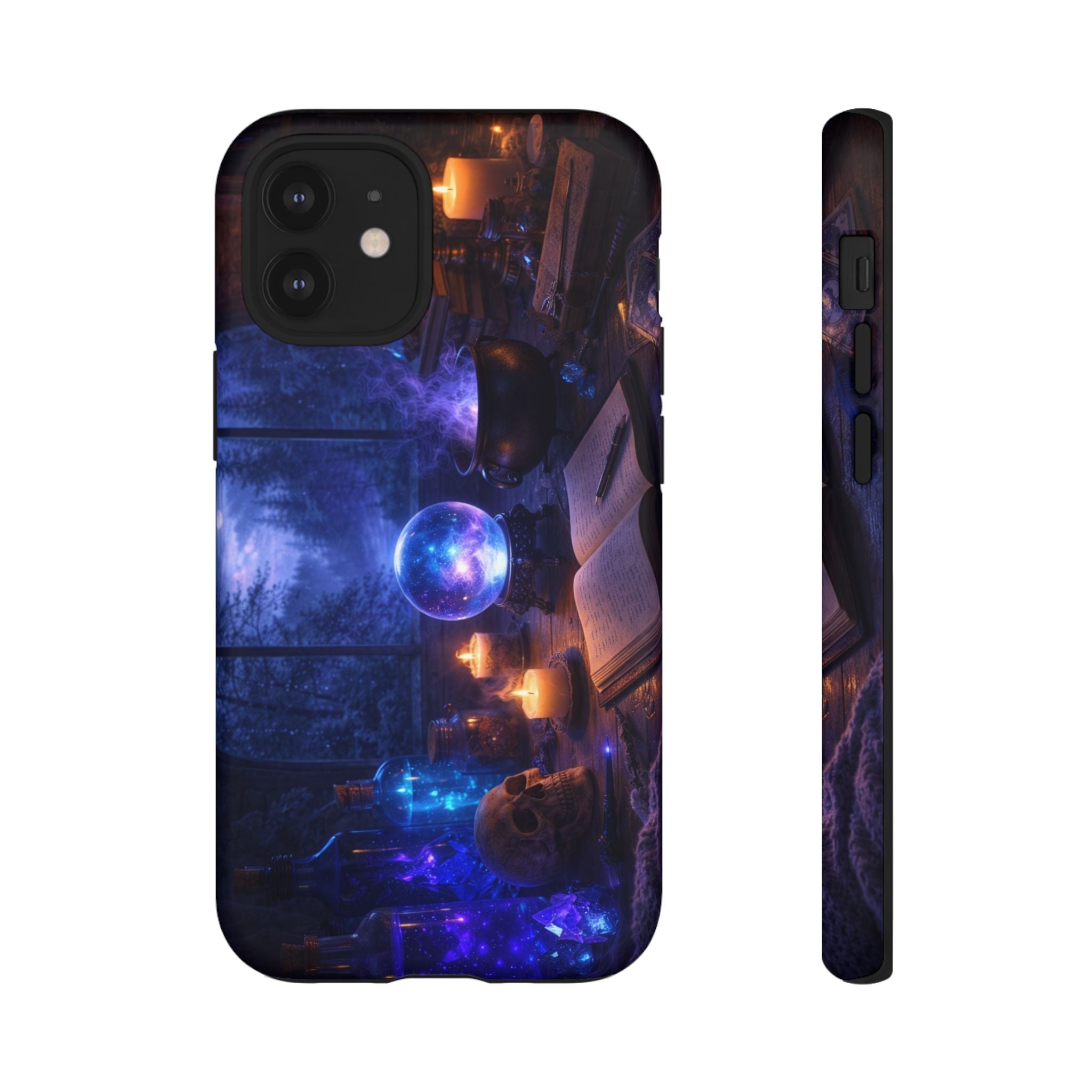 Arcane Alchemist Crystal Ball Phone Case — Midnight Candlelit Study Design