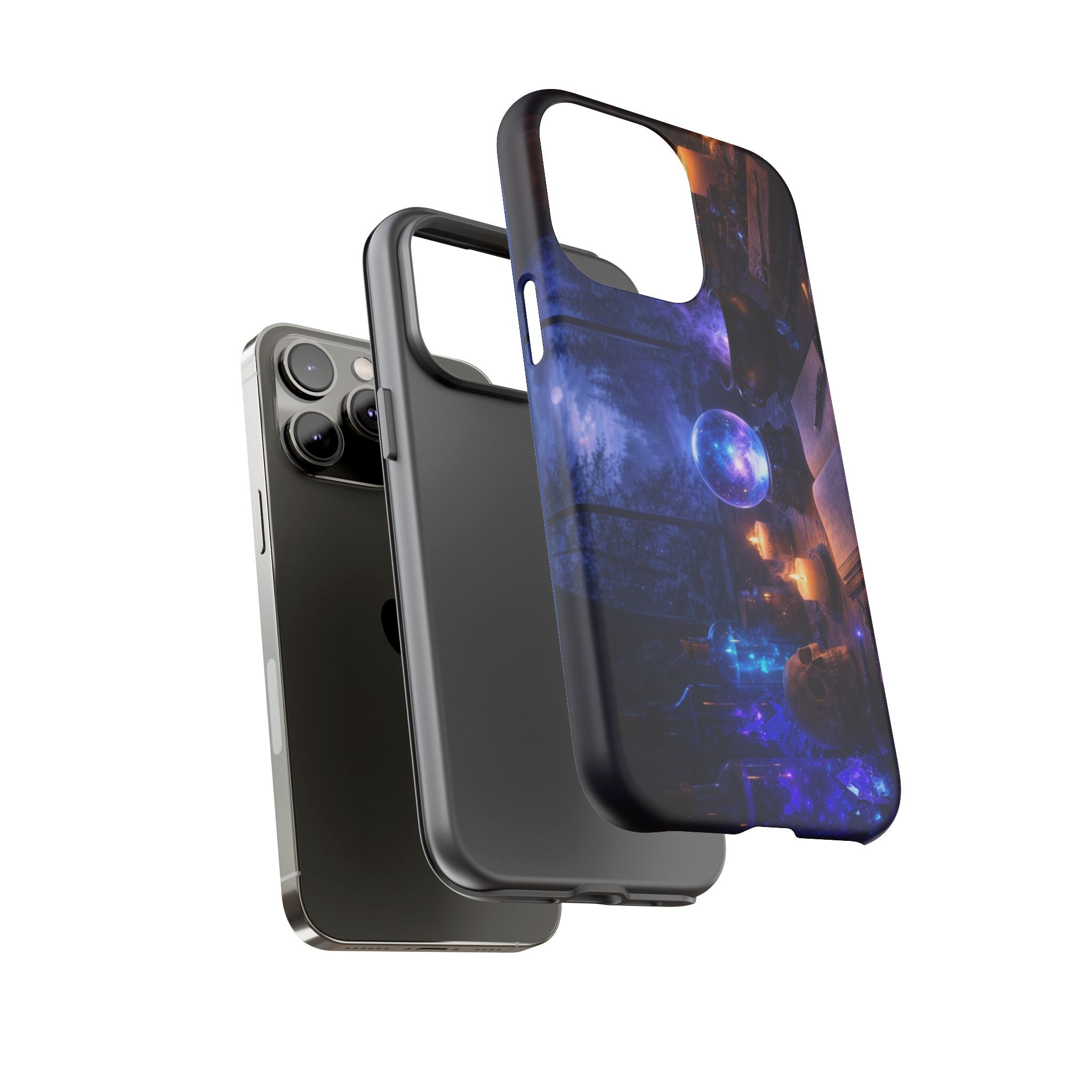 Arcane Alchemist Crystal Ball Phone Case — Midnight Candlelit Study Design