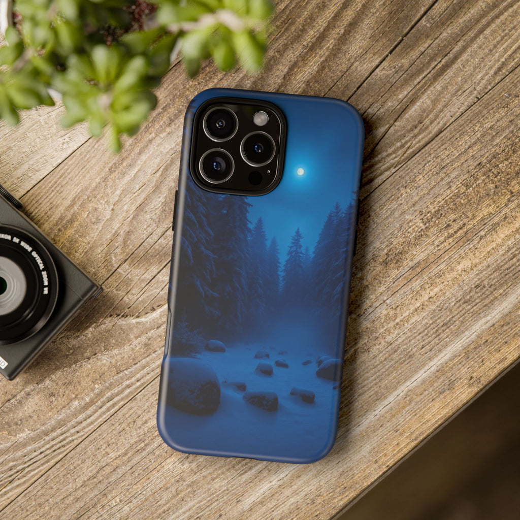 Moonlit Winter Forest Phone Case — Snowy Night Nature Phone Case