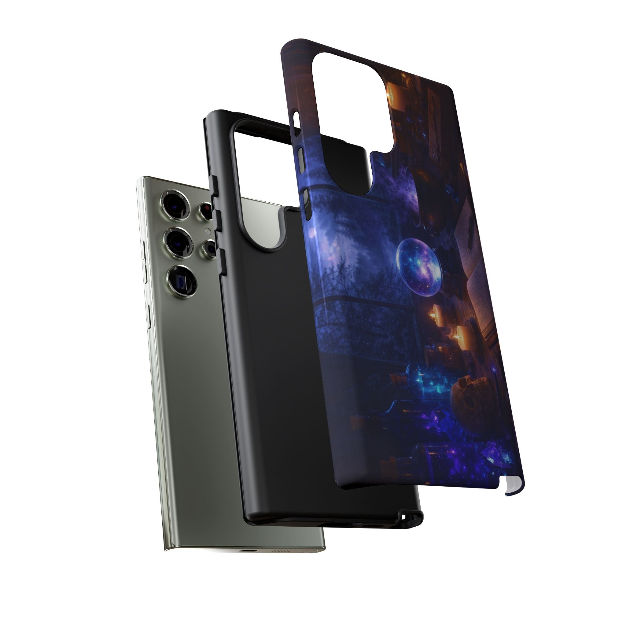 Arcane Alchemist Crystal Ball Phone Case — Midnight Candlelit Study Design
