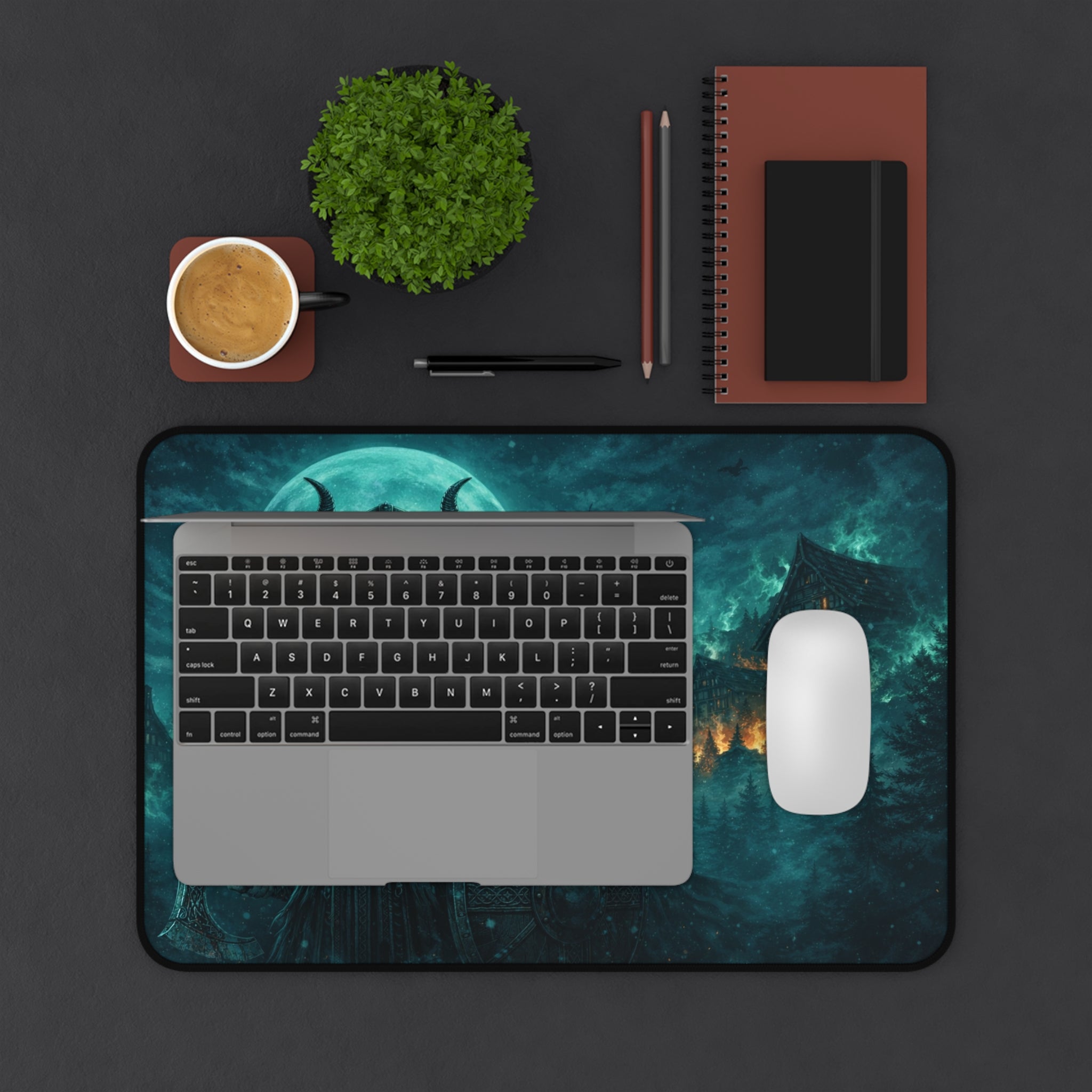 Viking Sentry Desk Mat — Dark Fantasy Moonlit Battle Station
