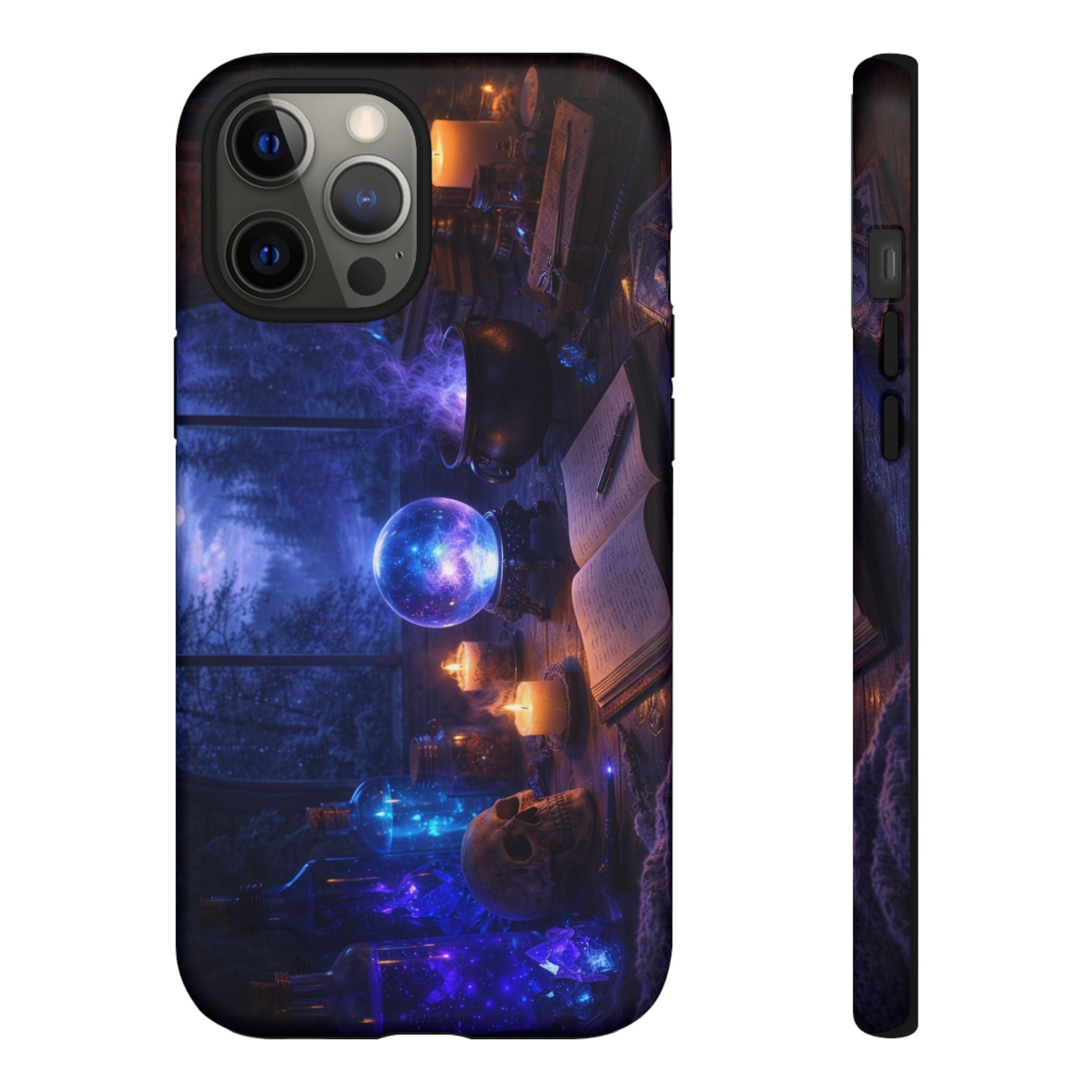 Arcane Alchemist Crystal Ball Phone Case — Midnight Candlelit Study Design