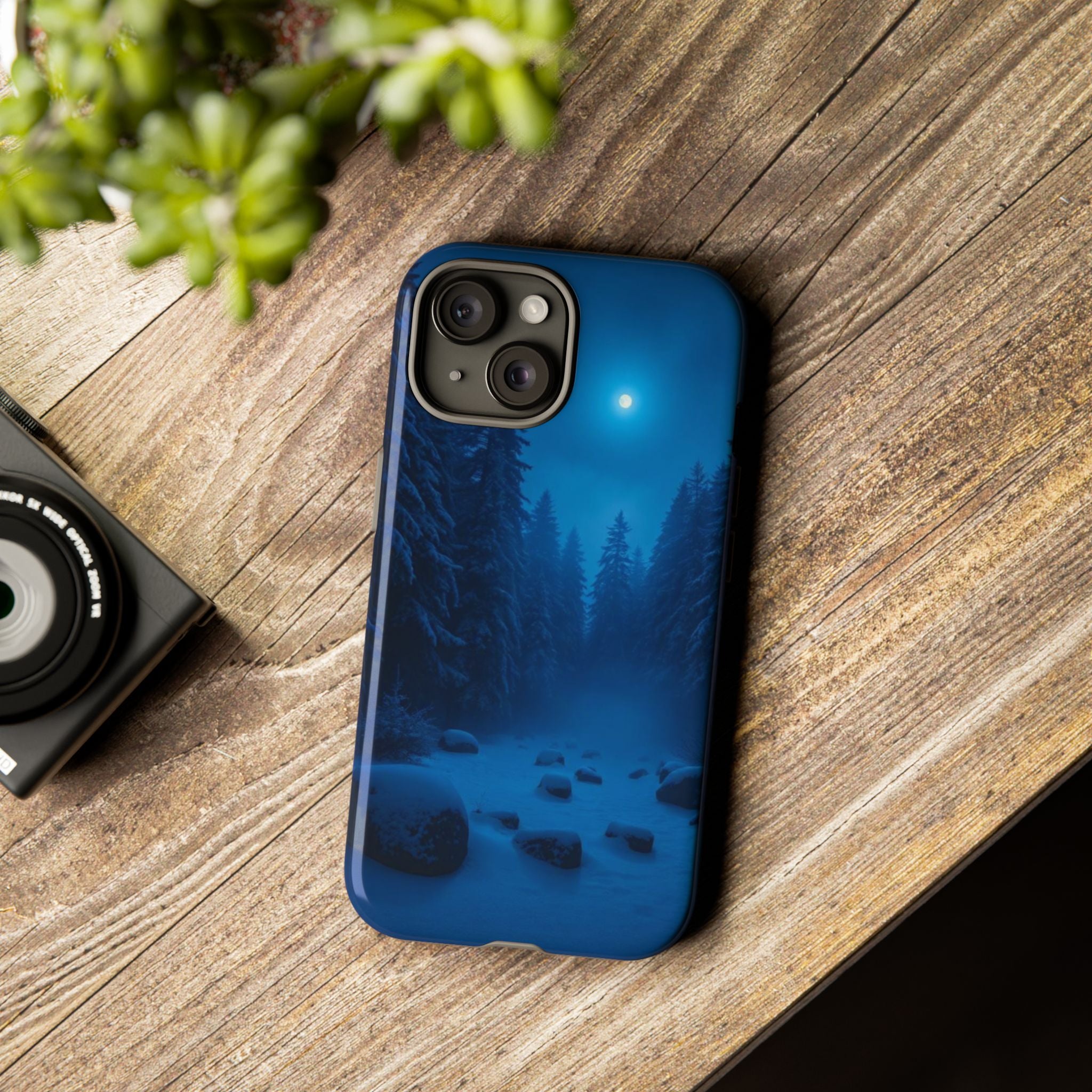 Moonlit Winter Forest Phone Case — Snowy Night Nature Phone Case