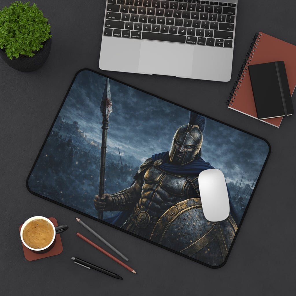 Spartan Warrior Desk Mat — Focused Workstation Mouse Pad