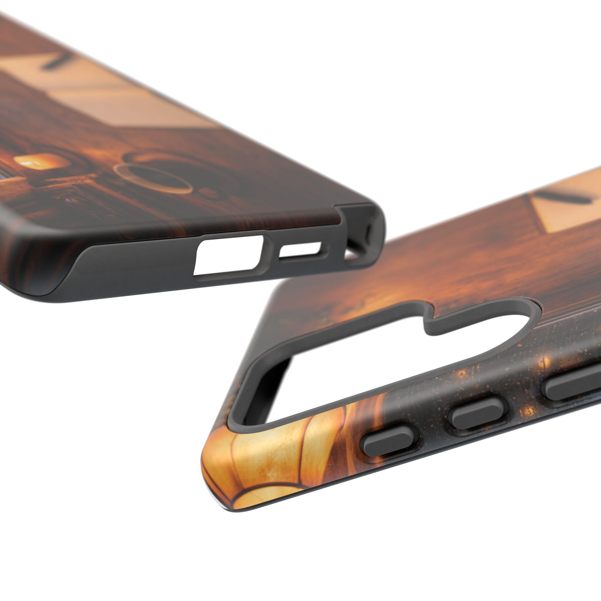 Cozy Writer’s Desk Phone Case — Cozy Notebook & Coffee Woodgrain Design