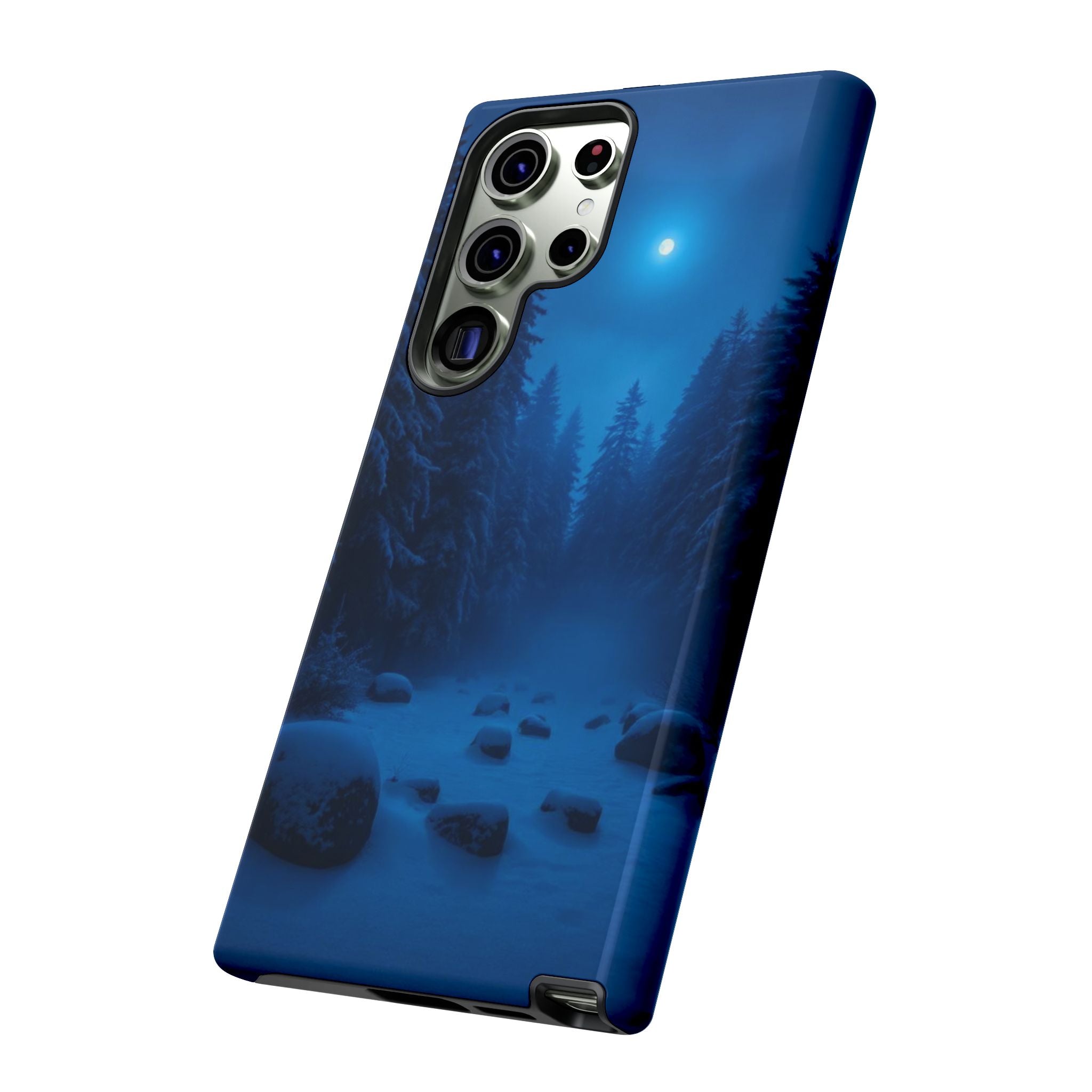 Moonlit Winter Forest Phone Case — Snowy Night Nature Phone Case