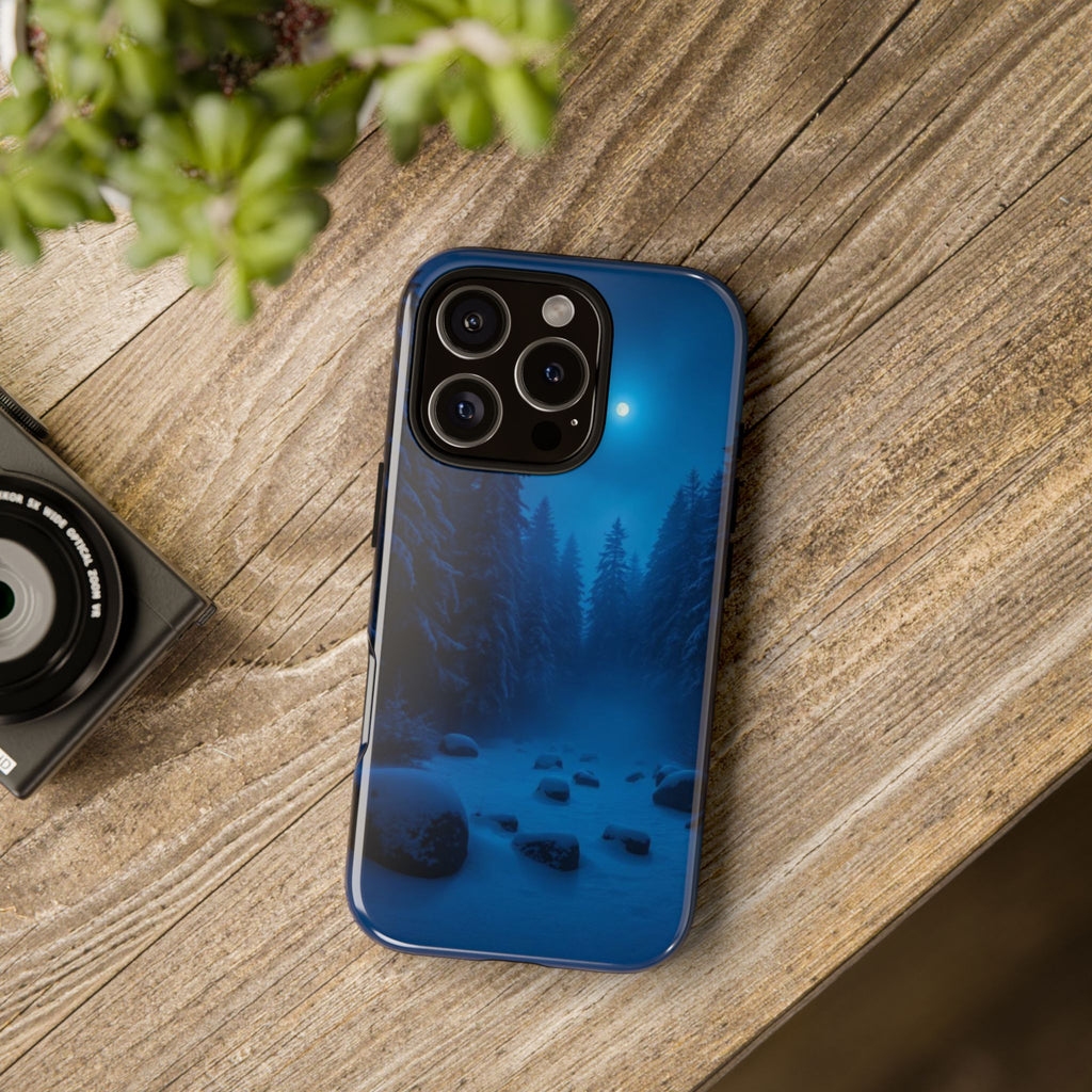 Moonlit Winter Forest Phone Case — Snowy Night Nature Phone Case