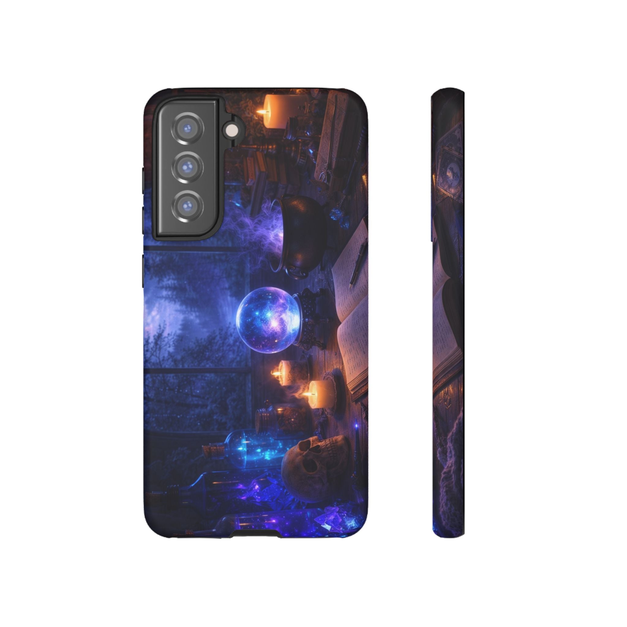 Arcane Alchemist Crystal Ball Phone Case — Midnight Candlelit Study Design