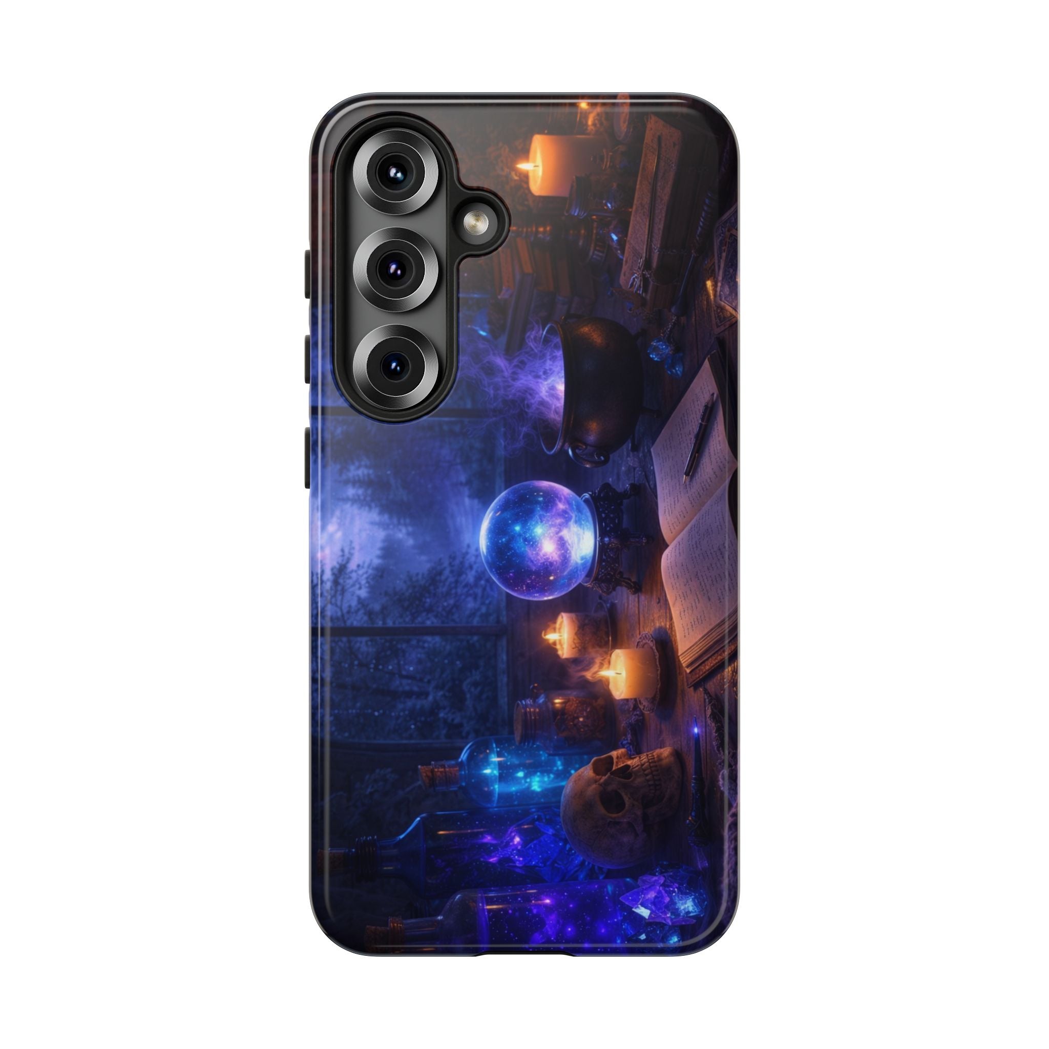 Arcane Alchemist Crystal Ball Phone Case — Midnight Candlelit Study Design