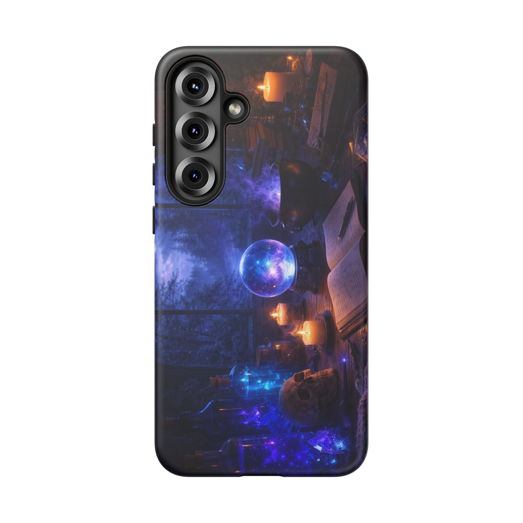 Arcane Alchemist Crystal Ball Phone Case — Midnight Candlelit Study Design