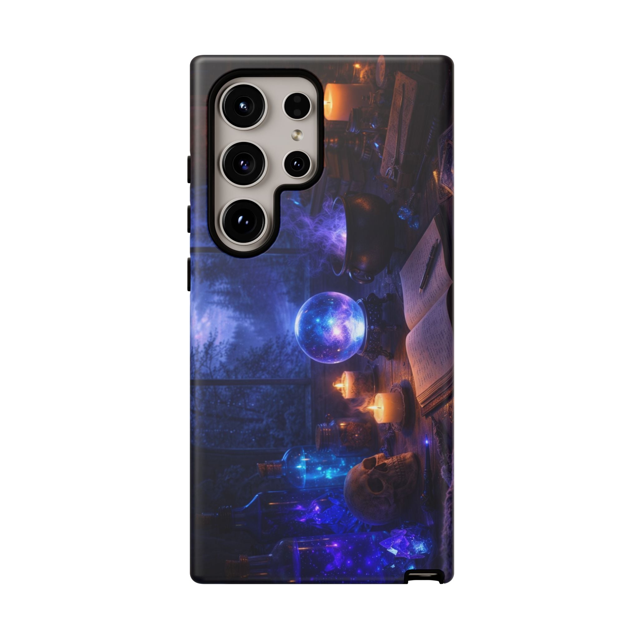 Arcane Alchemist Crystal Ball Phone Case — Midnight Candlelit Study Design
