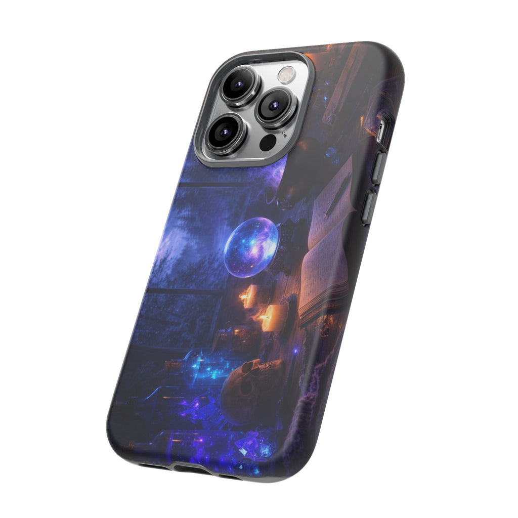 Arcane Alchemist Crystal Ball Phone Case — Midnight Candlelit Study Design