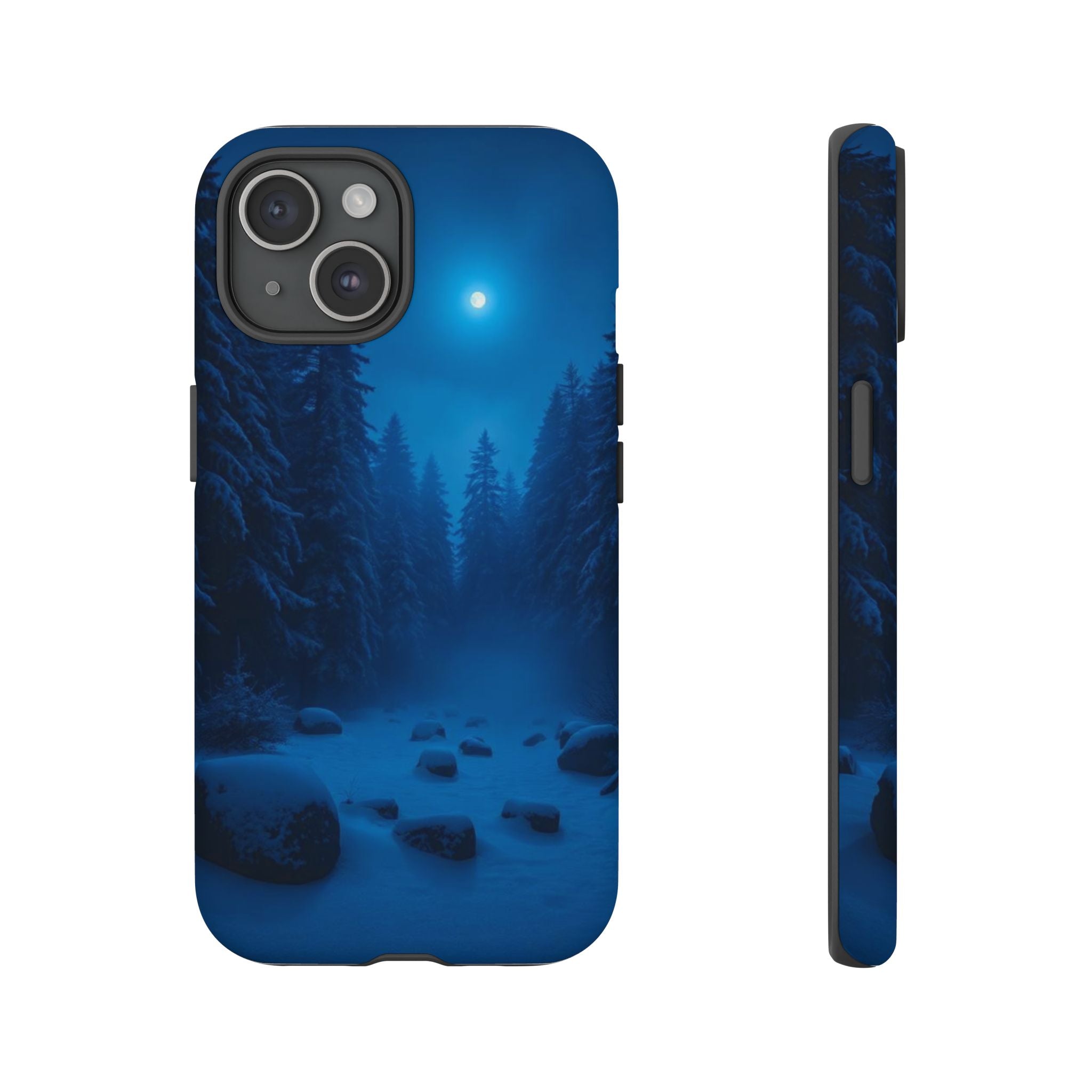 Moonlit Winter Forest Phone Case — Snowy Night Nature Phone Case