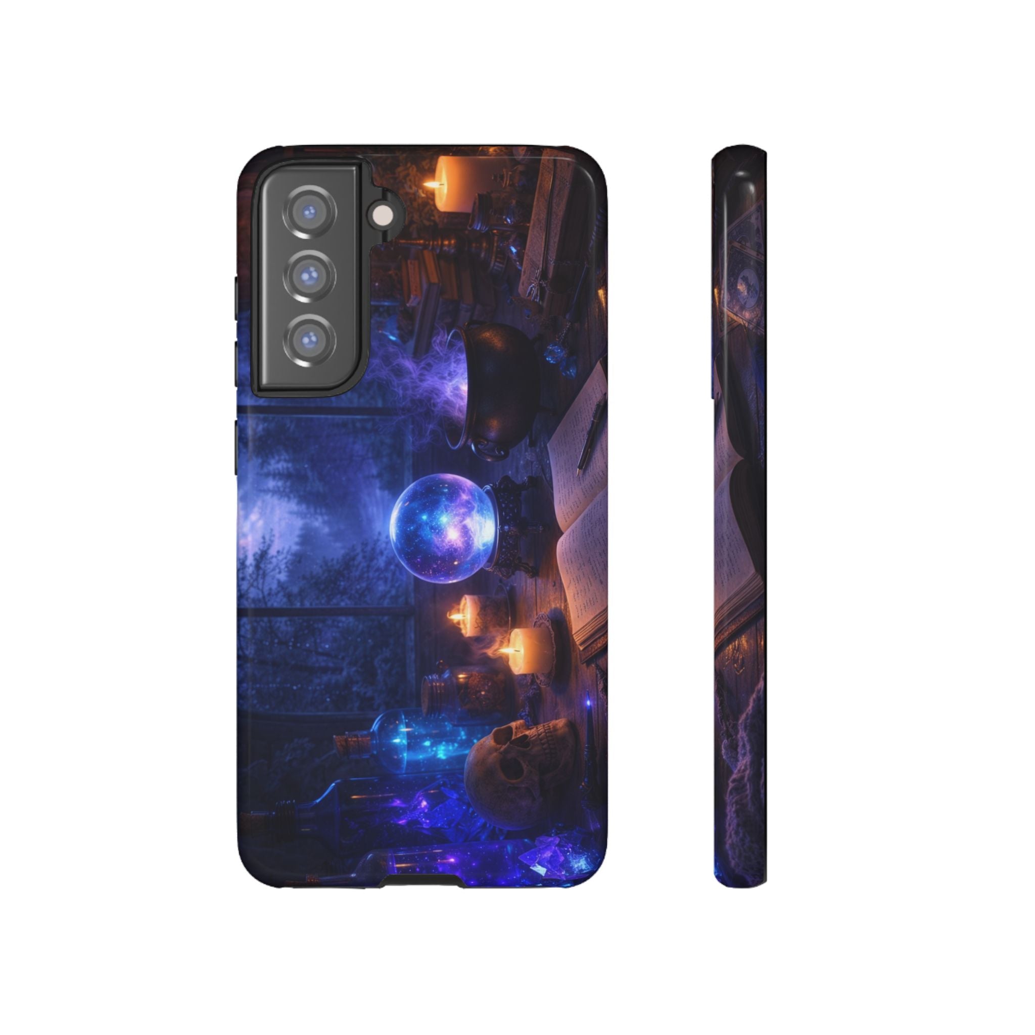 Arcane Alchemist Crystal Ball Phone Case — Midnight Candlelit Study Design