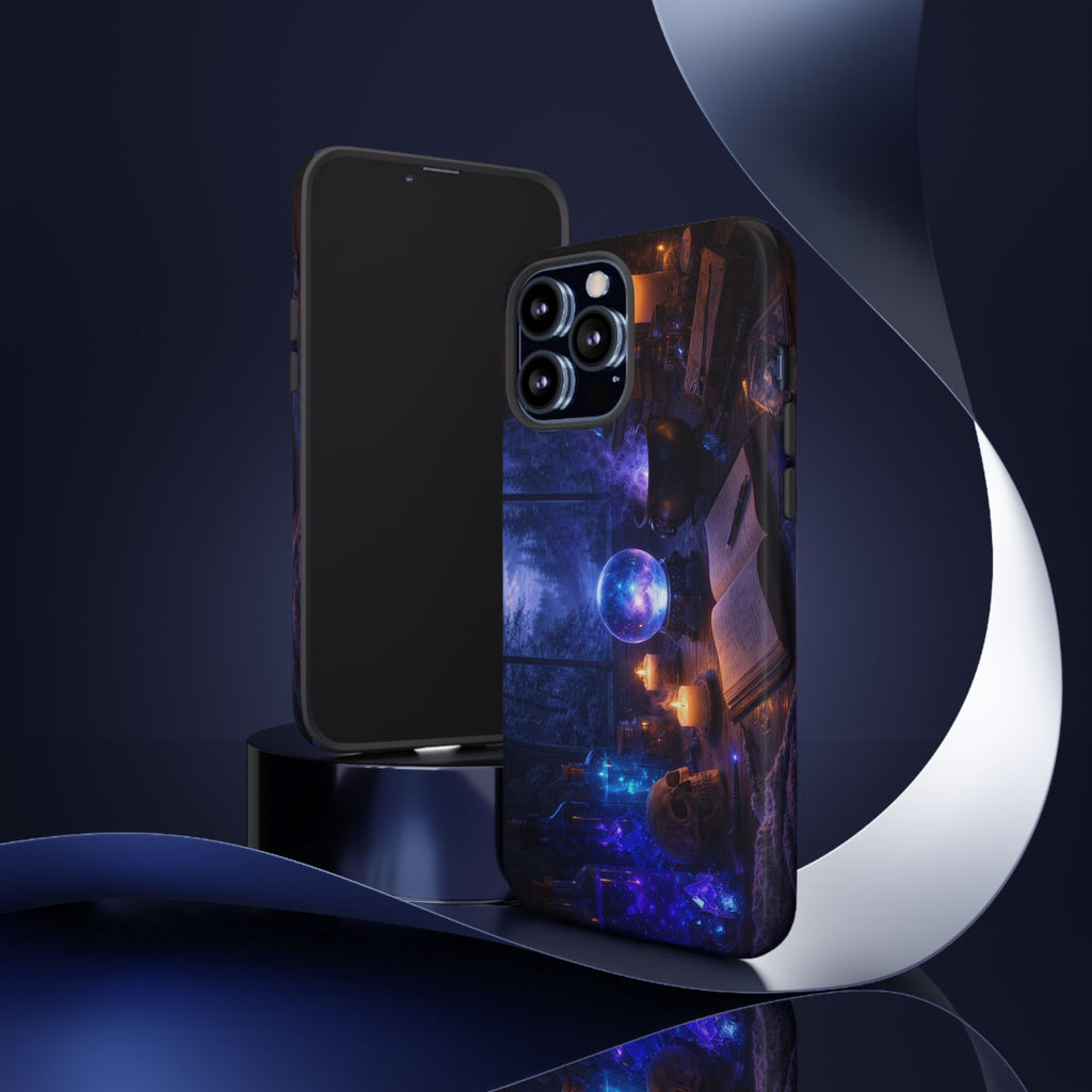 Arcane Alchemist Crystal Ball Phone Case — Midnight Candlelit Study Design