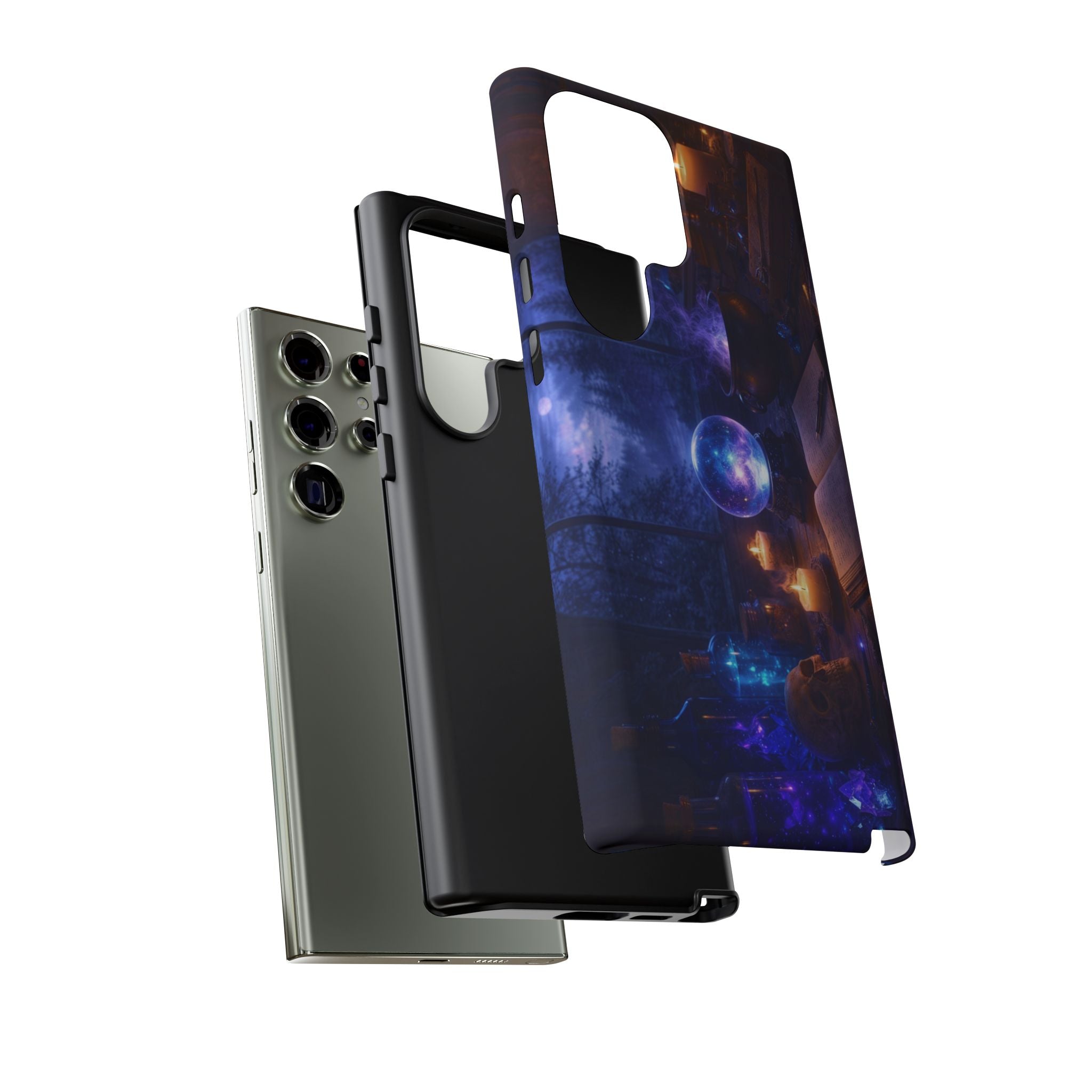 Arcane Alchemist Crystal Ball Phone Case — Midnight Candlelit Study Design