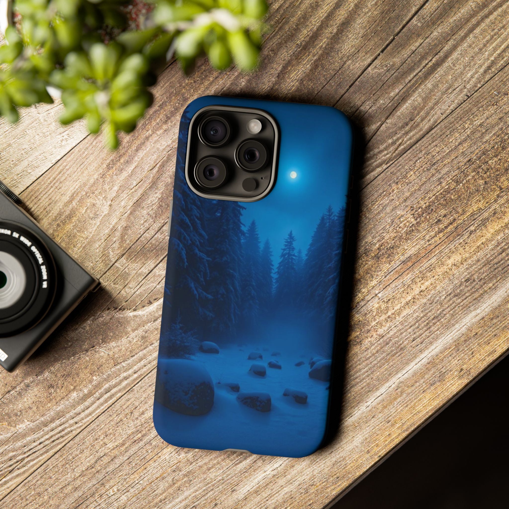 Moonlit Winter Forest Phone Case — Snowy Night Nature Phone Case