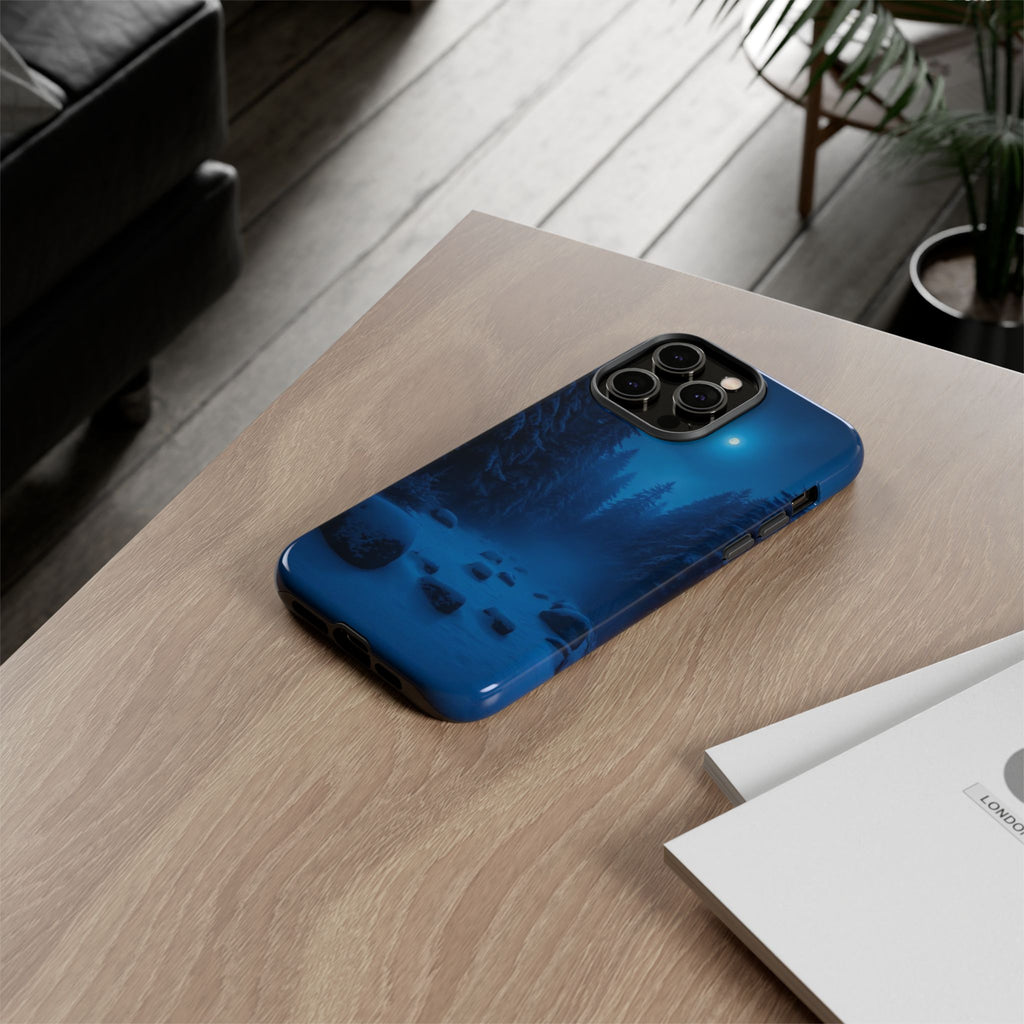 Moonlit Winter Forest Phone Case — Snowy Night Nature Phone Case