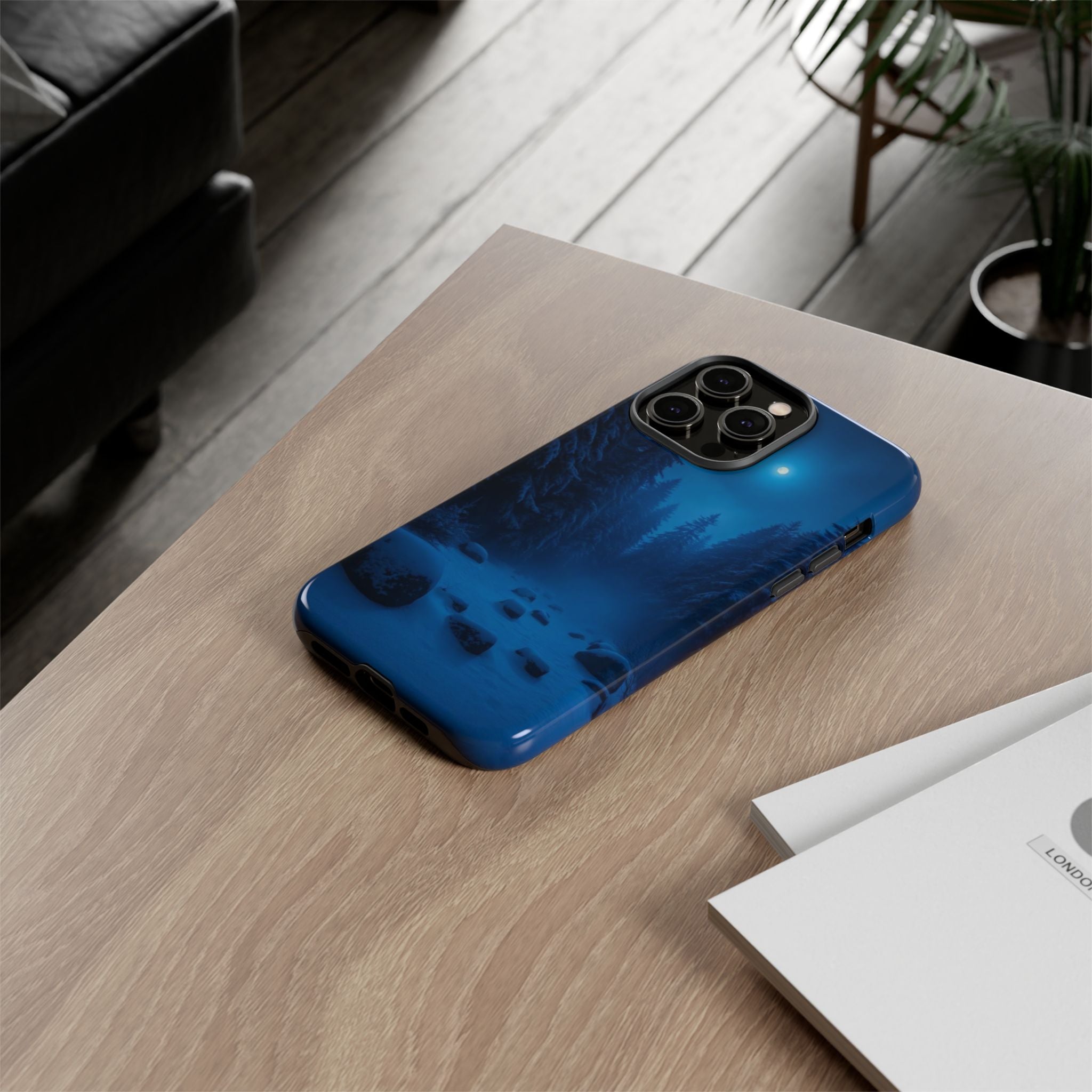 Moonlit Winter Forest Phone Case — Snowy Night Nature Phone Case