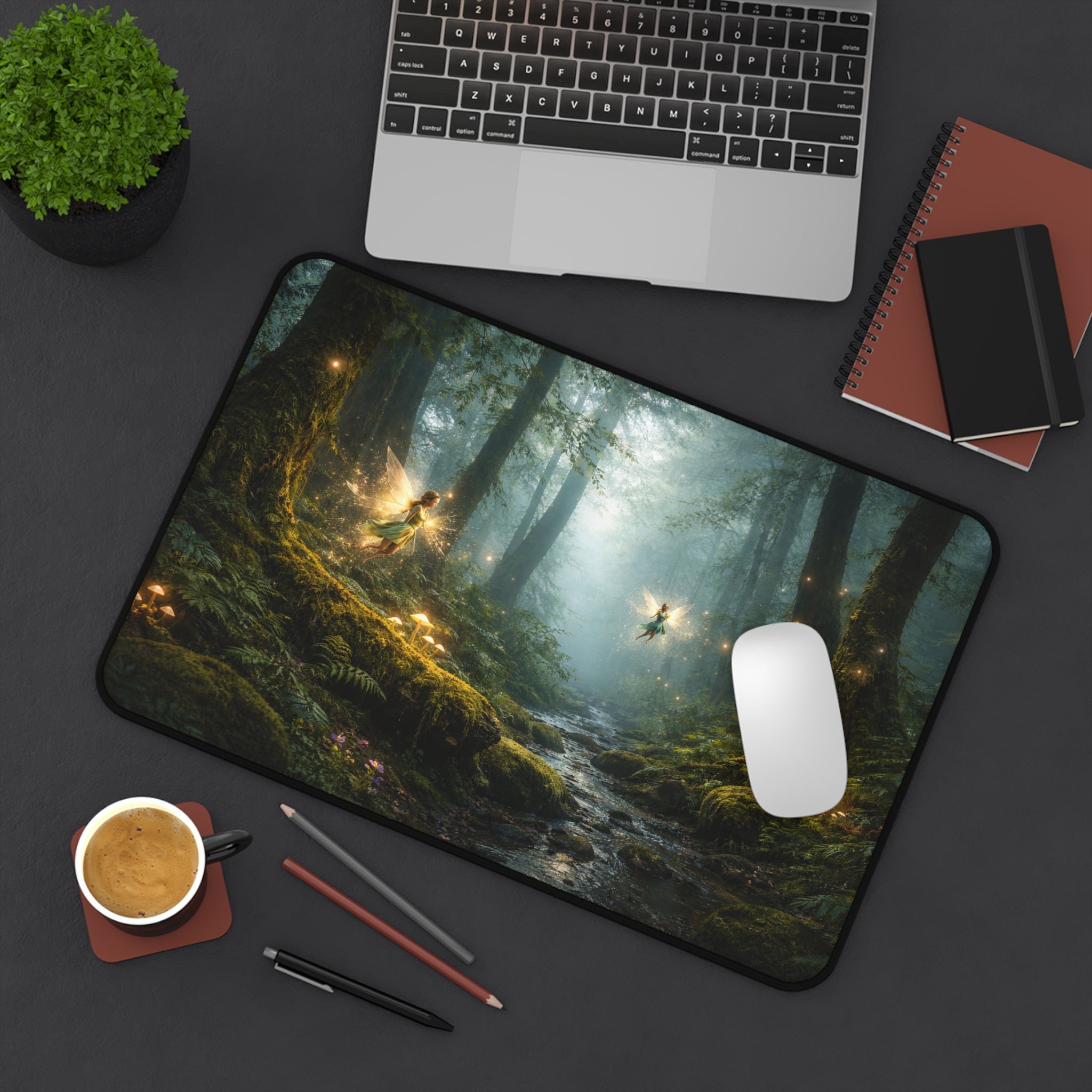 Enchanted Forest Fairy Desk Mat — Mystical Woodland Mousepad