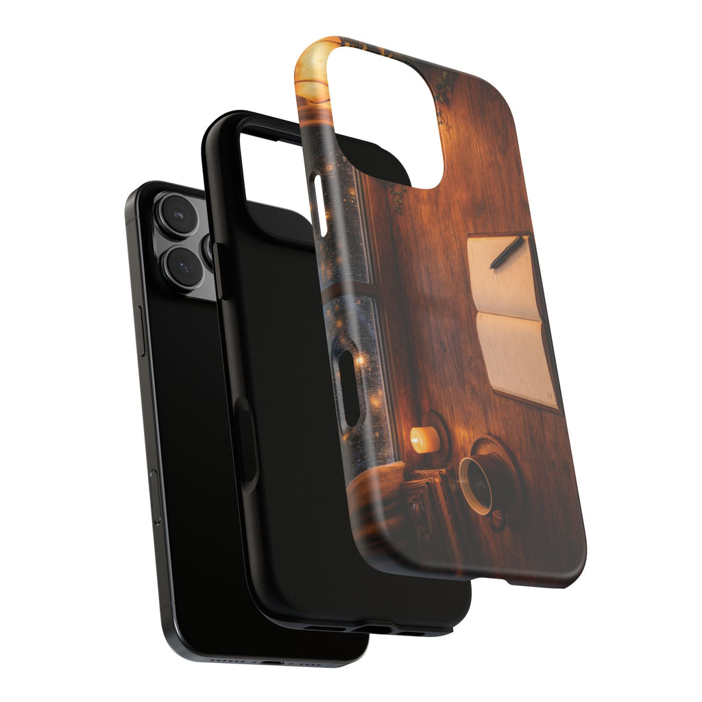 Cozy Writer’s Desk Phone Case — Cozy Notebook & Coffee Woodgrain Design
