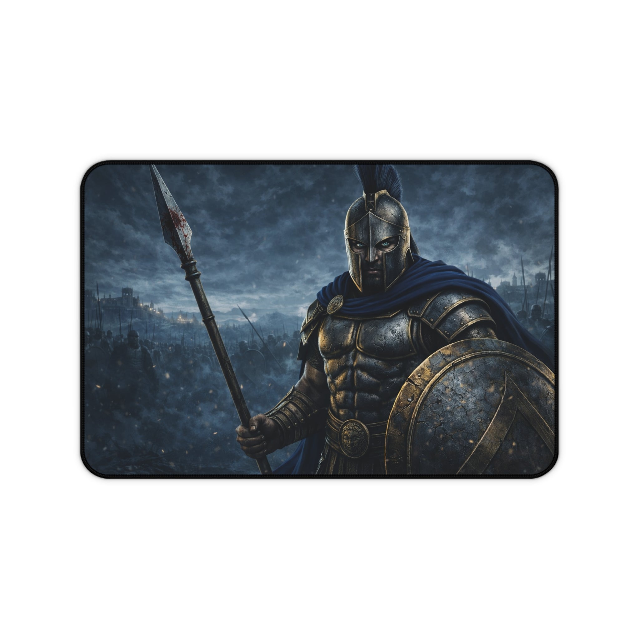 Spartan Warrior Desk Mat — Focused Workstation Mouse Pad